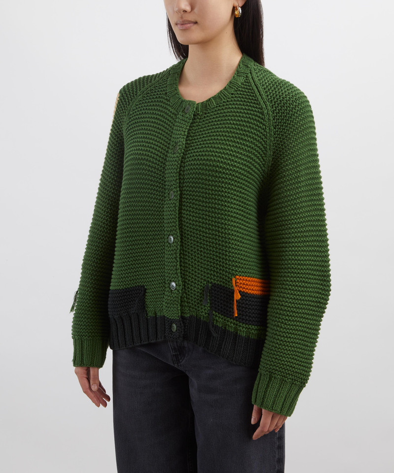 YMC Atomic Green Cotton Cardigan outlook