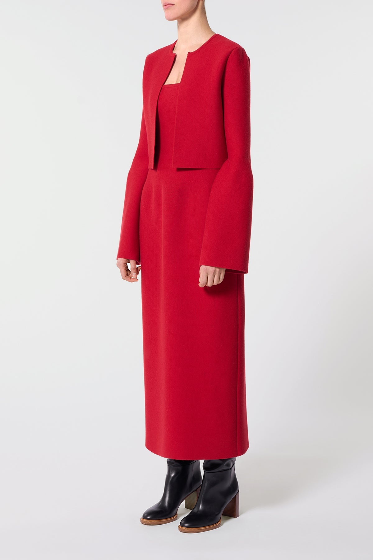 Katlin Knit Jacket in Scarlet Red Merino Wool - 3