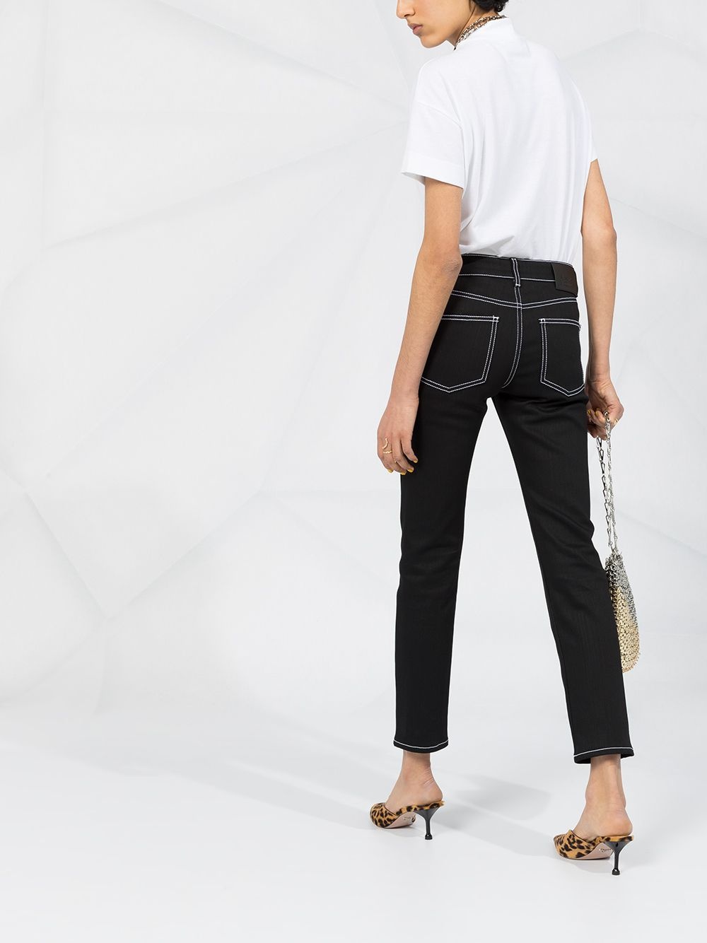 contrast stitch straight-leg jeans - 6