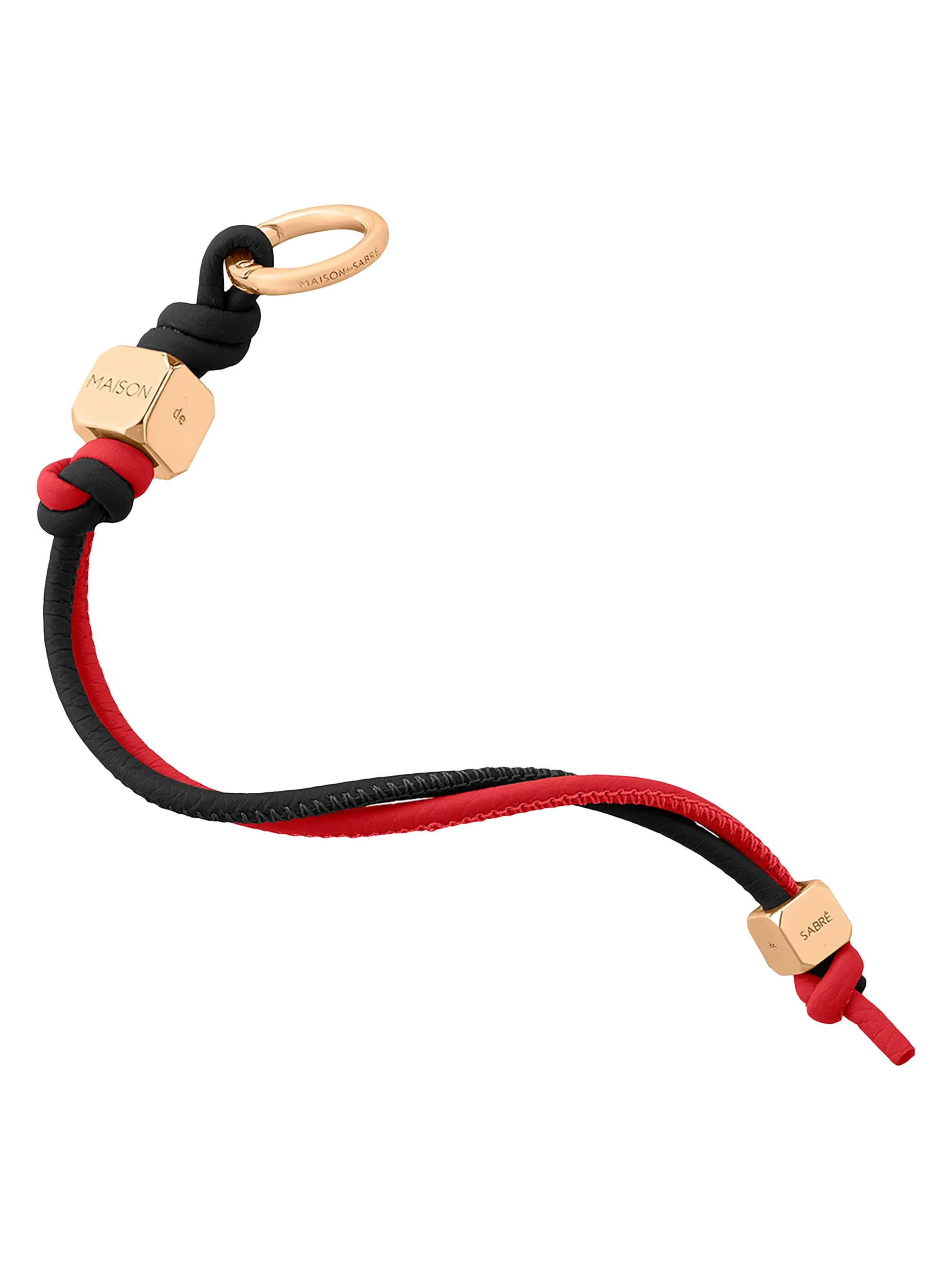 Women's Leather Wristlet Charm - Rouge Noir - 1