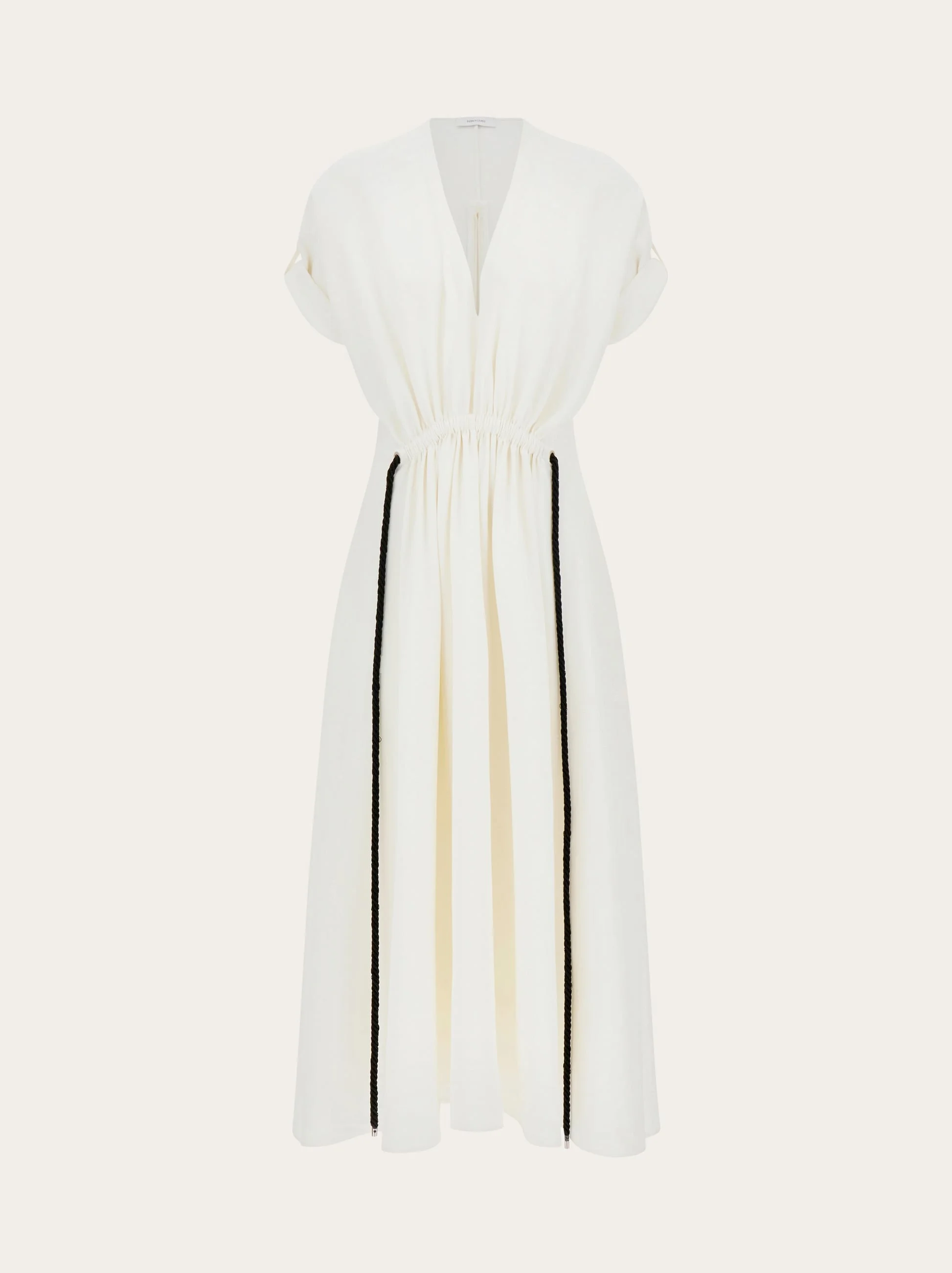 Viscose dress with gathered waist - 1