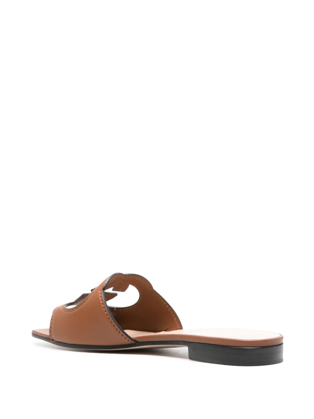 logo-cut out leather sandals - 3