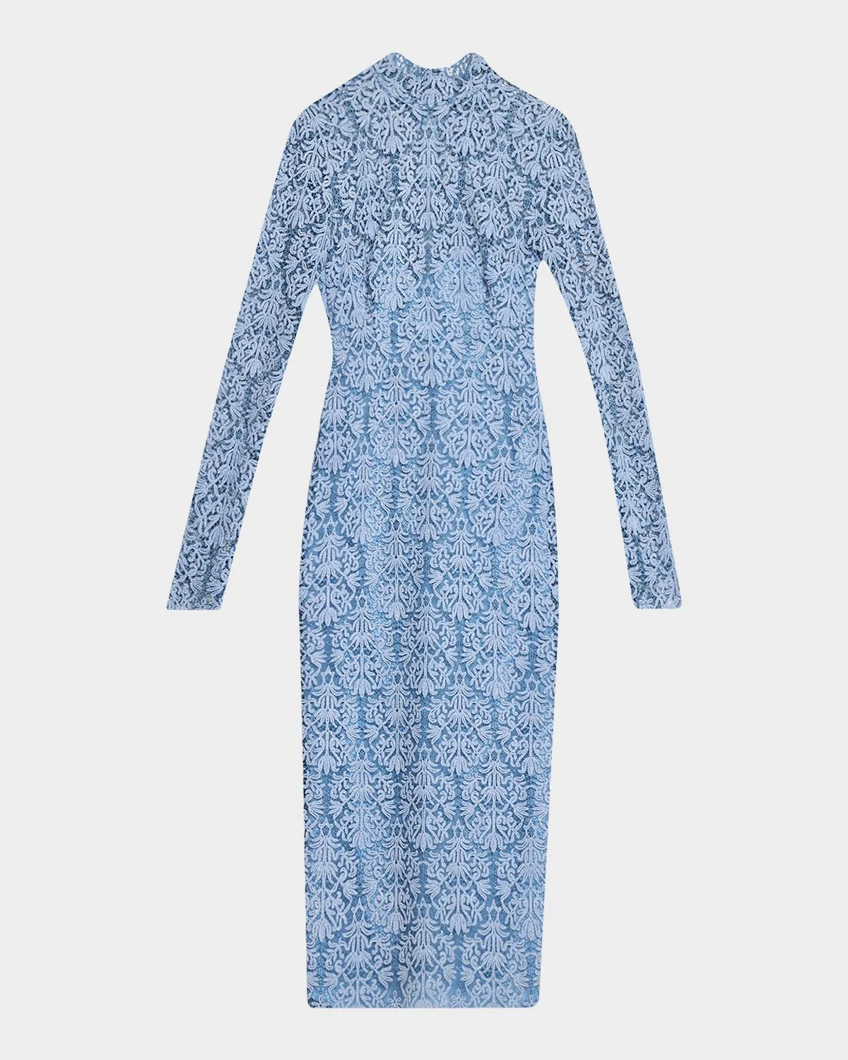 Chenille Lace Long-Sleeve Midi Dress - 1