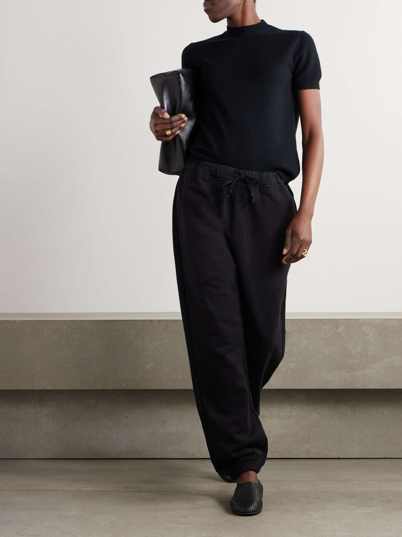 Carven Crepe-trimmed cotton-jersey track pants Black outlook
