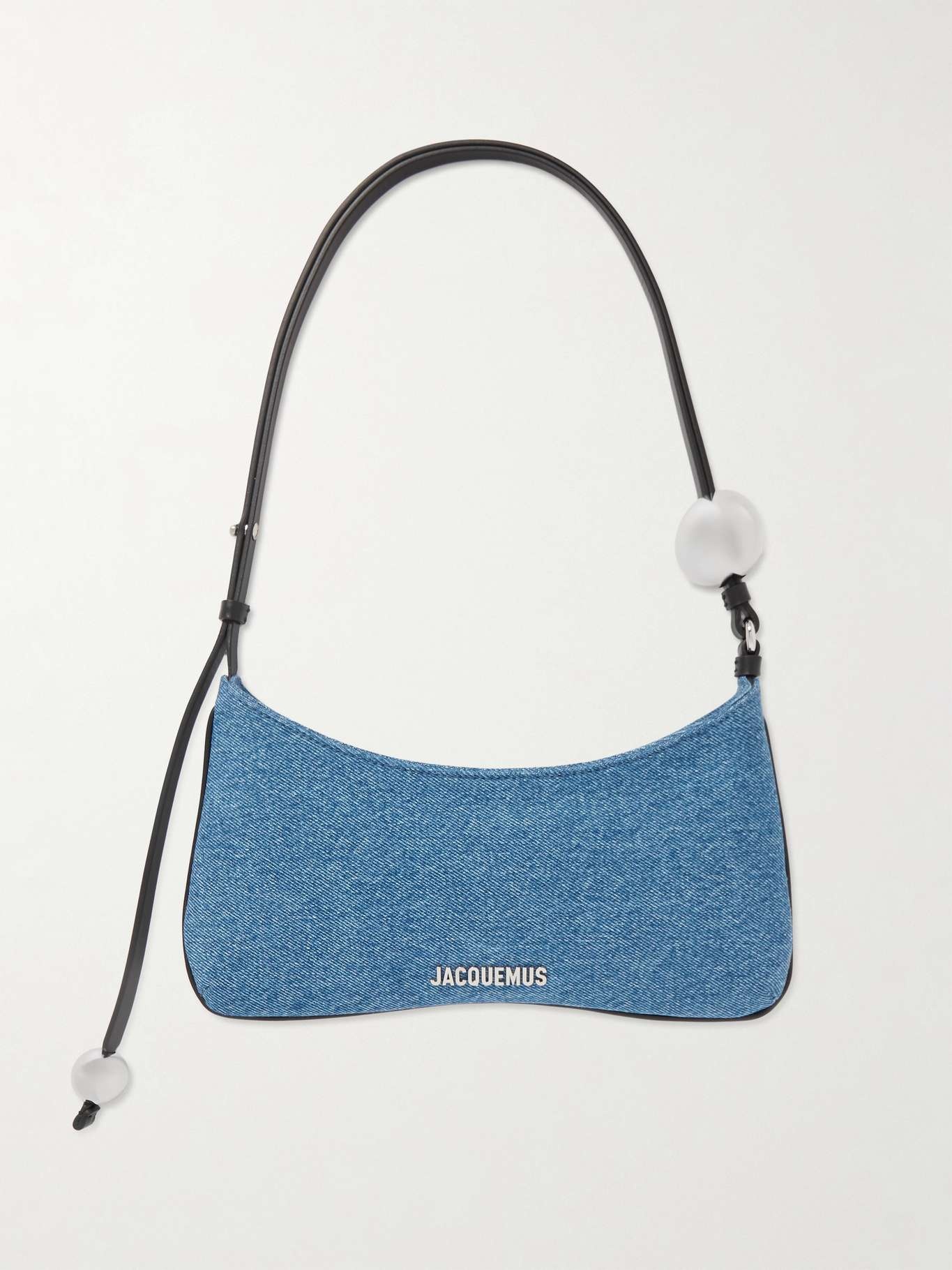 Le Bisou Perle embellished leather-trimmed denim shoulder bag - 1