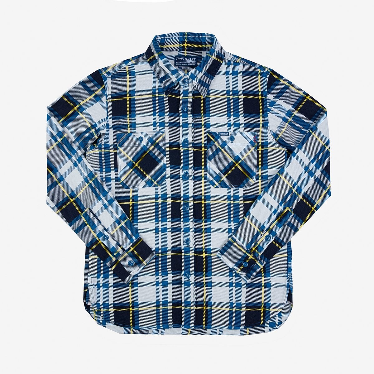 IHSH-382-BLU 9oz Selvedge American Check Work Shirt - Blue - 1