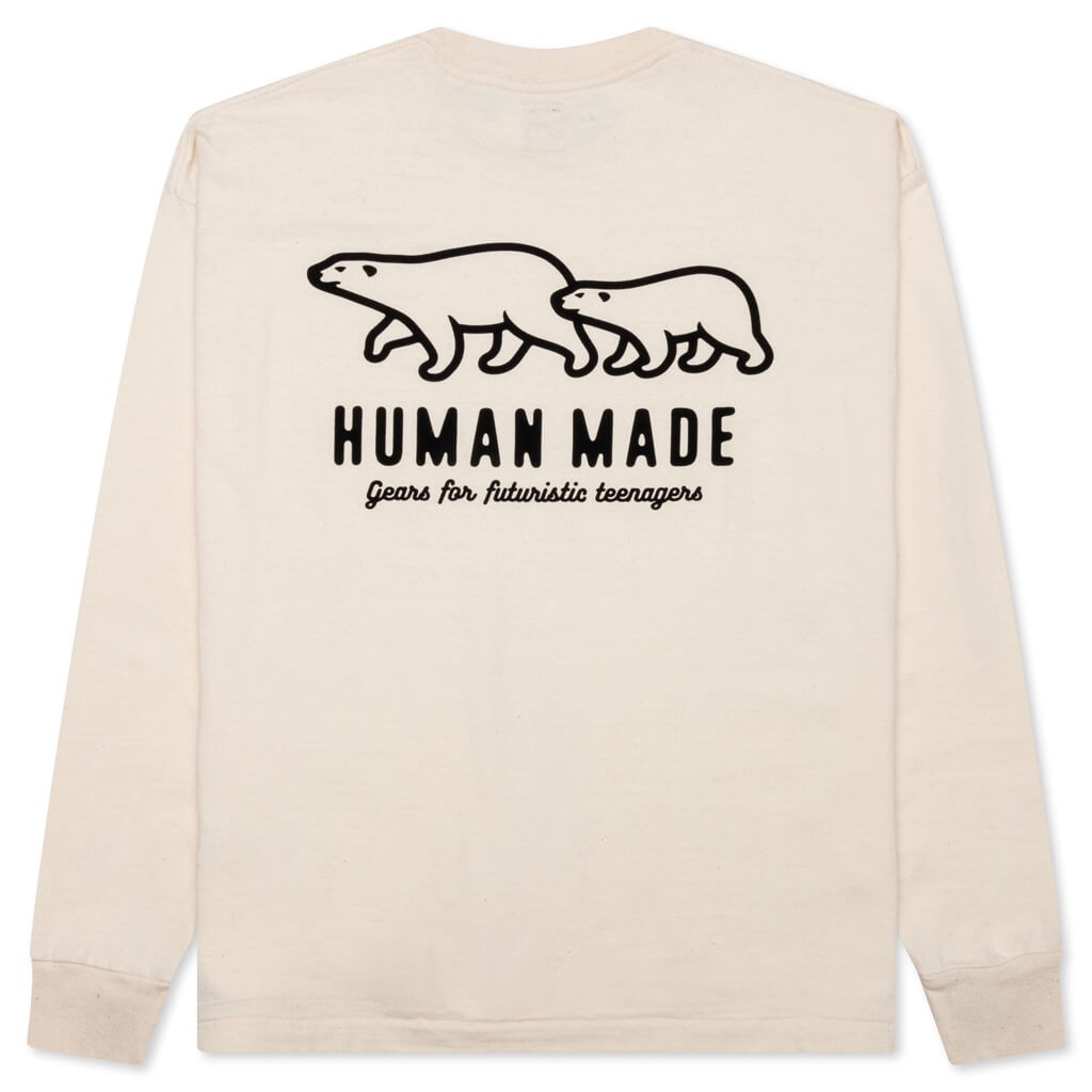 Human Made WOOL BLENDED L/S T-SHIRT - WHITE | REVERSIBLE