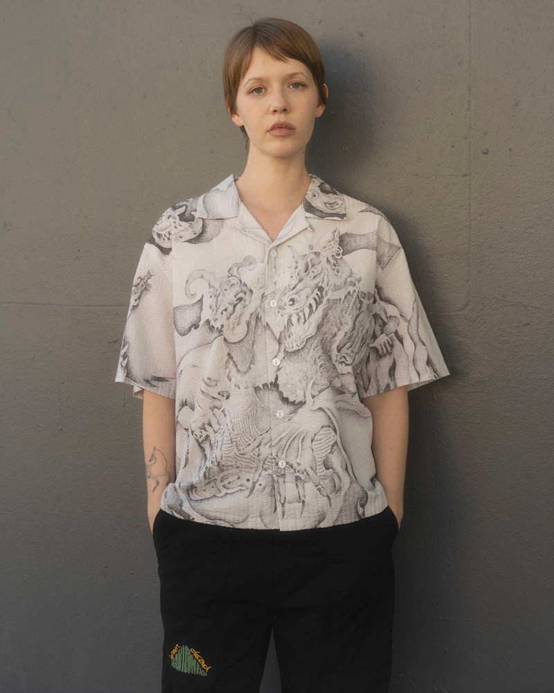 Dragonspeaker Seersucker Short Sleeve Button Up - White Multi 4