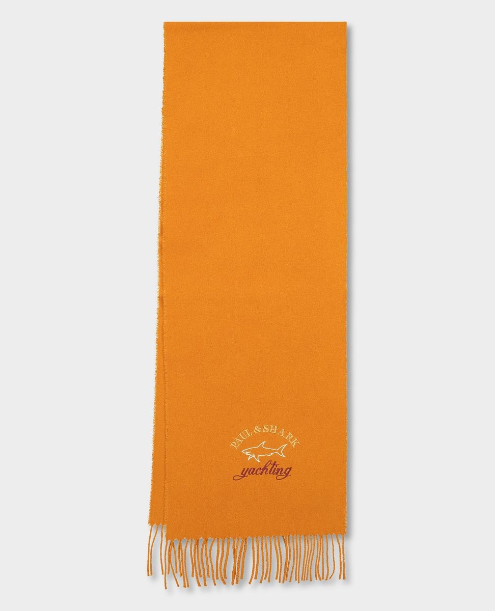 Wool scarf with embroidered Logo - 1