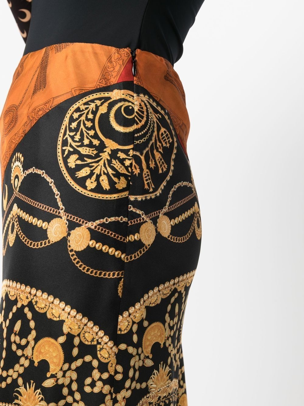 regenerated jewellery-print silk skirt - 5