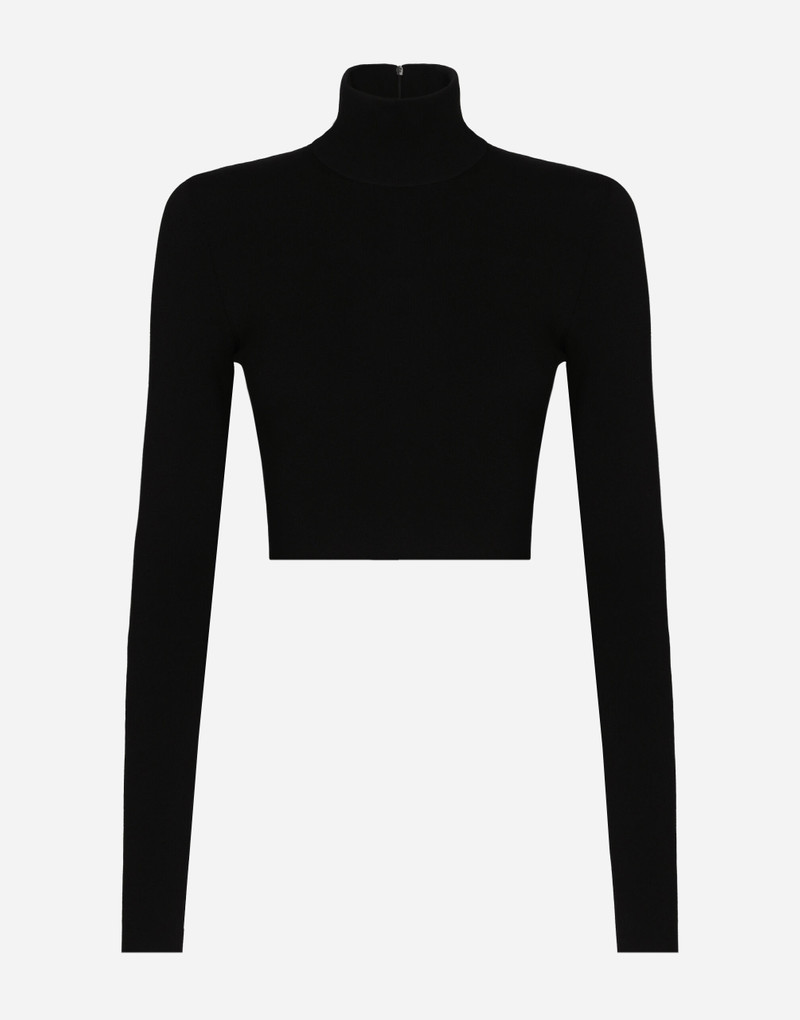 Cropped turtle-neck top 1