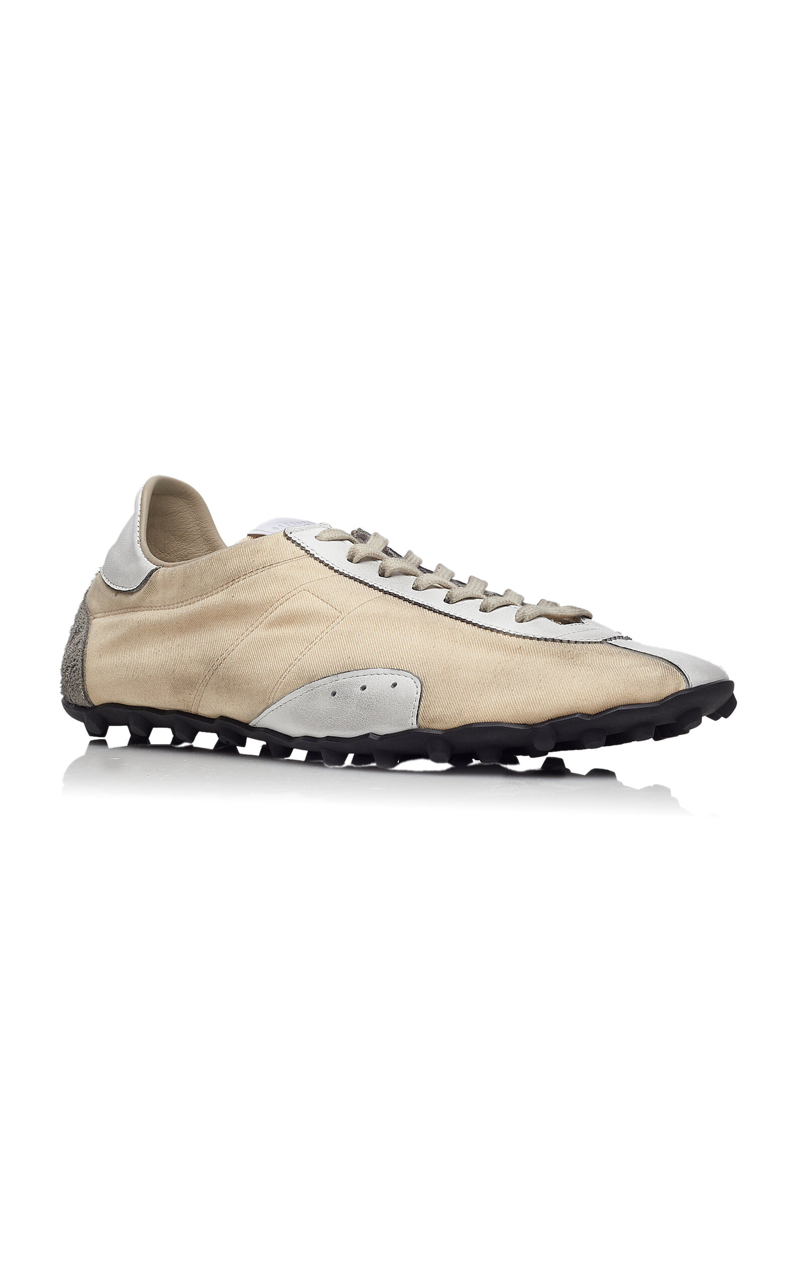 Sprinters Leather-Trimmed Drill Sneakers ivory - 5