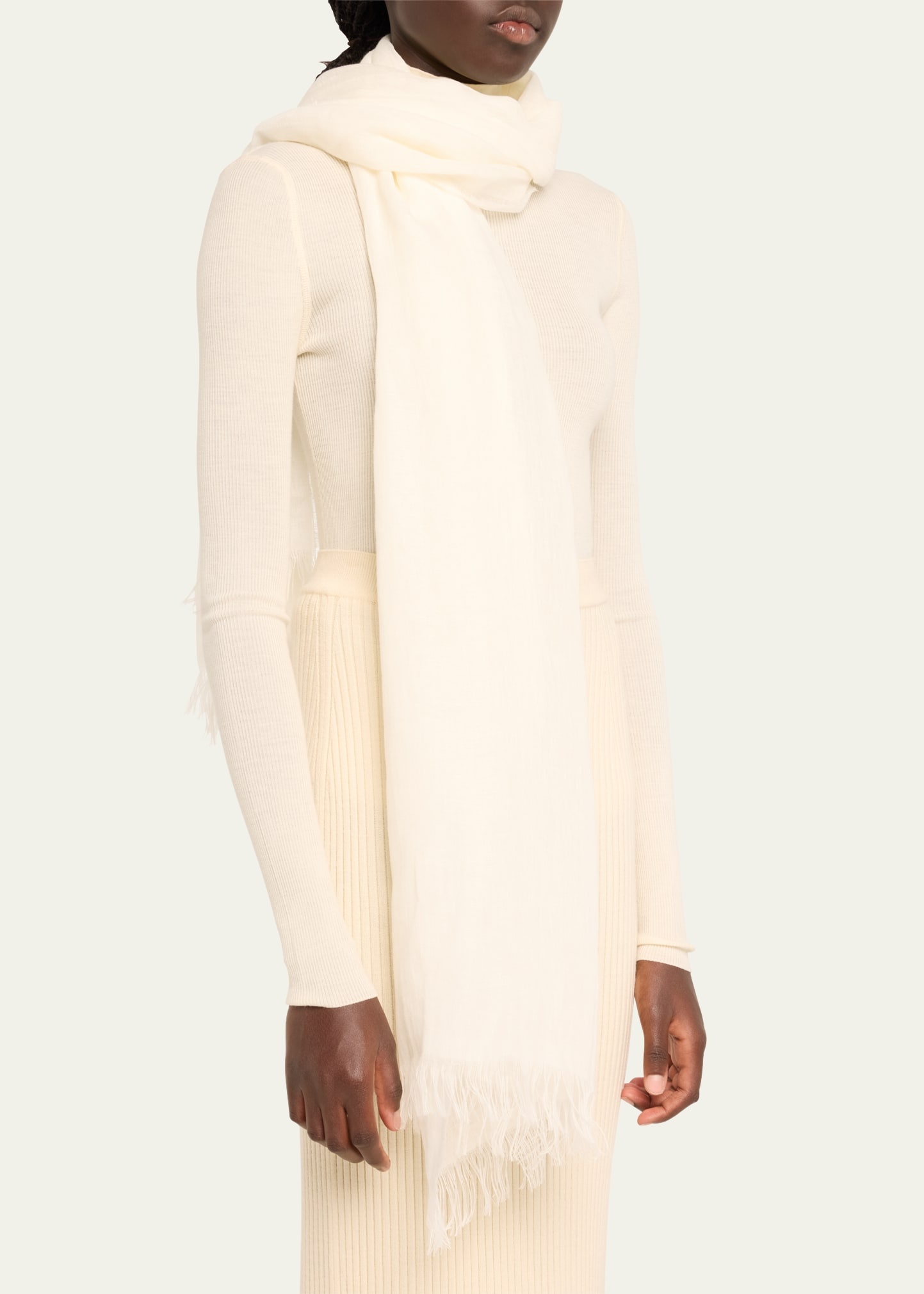 Tonal Fringe Flax Scarf - 3