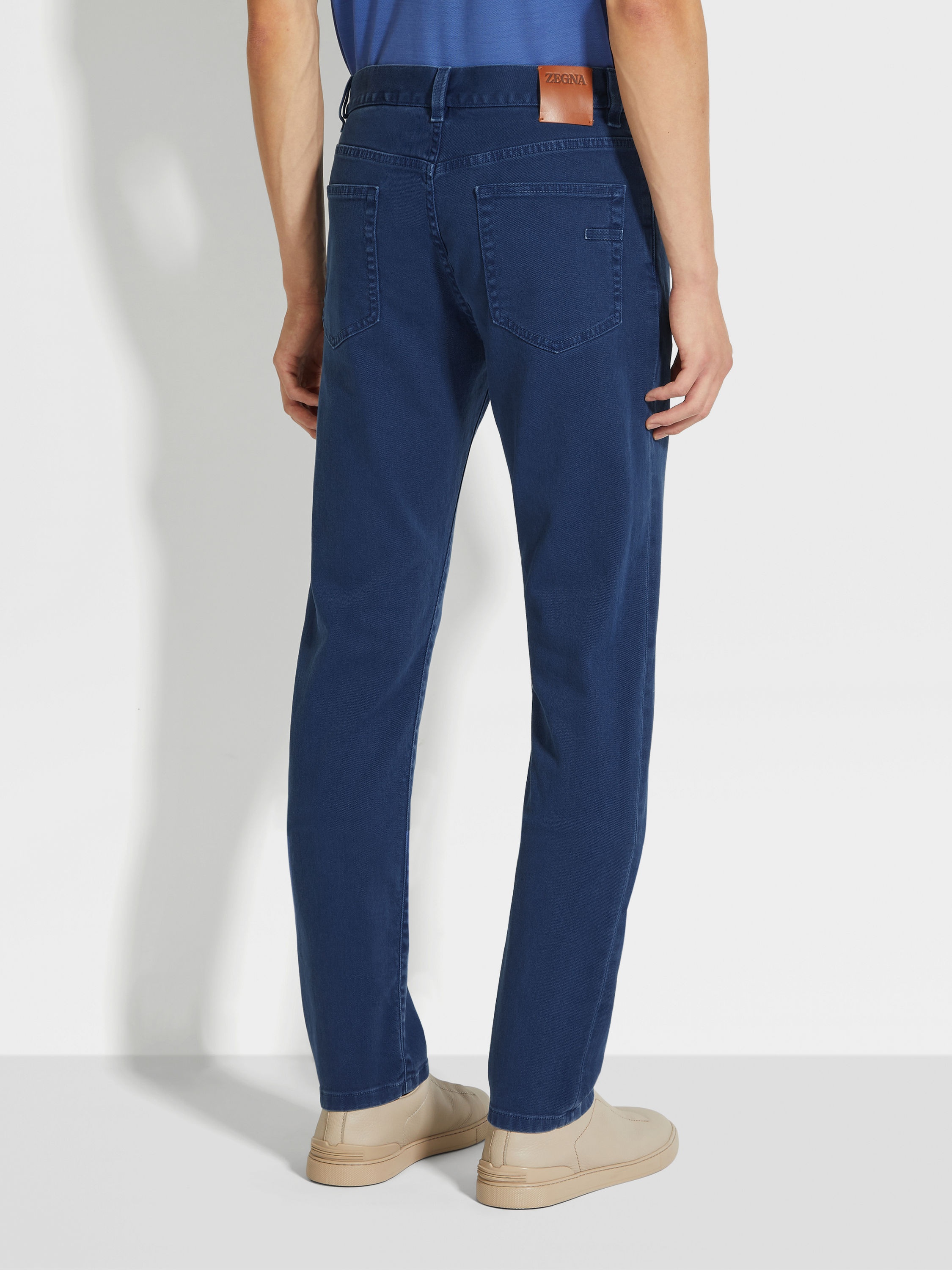 UTILITY BLUE STRETCH COTTON ROCCIA JEANS - 5