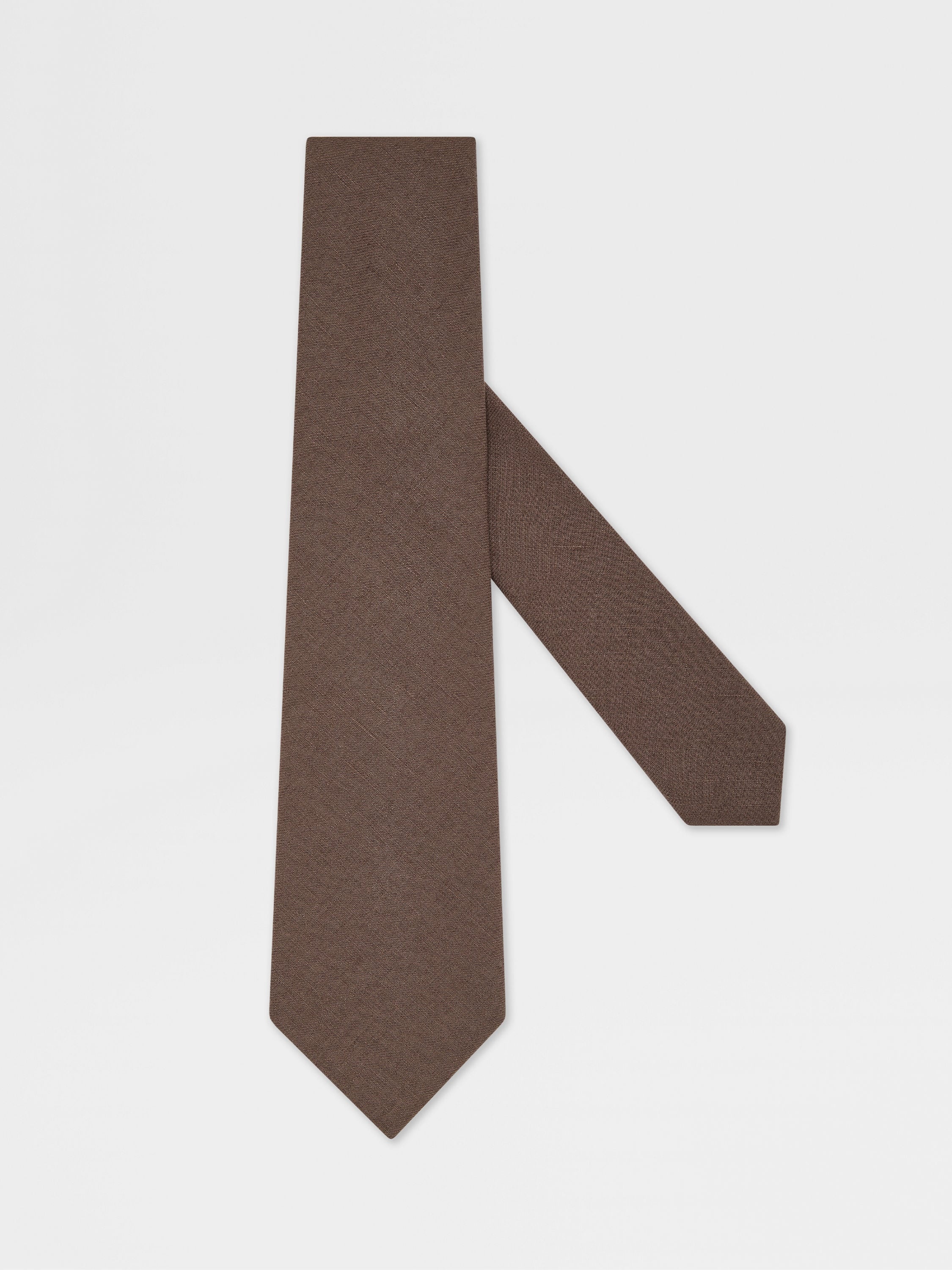 LIGHT BROWN LINEN TIE - 1