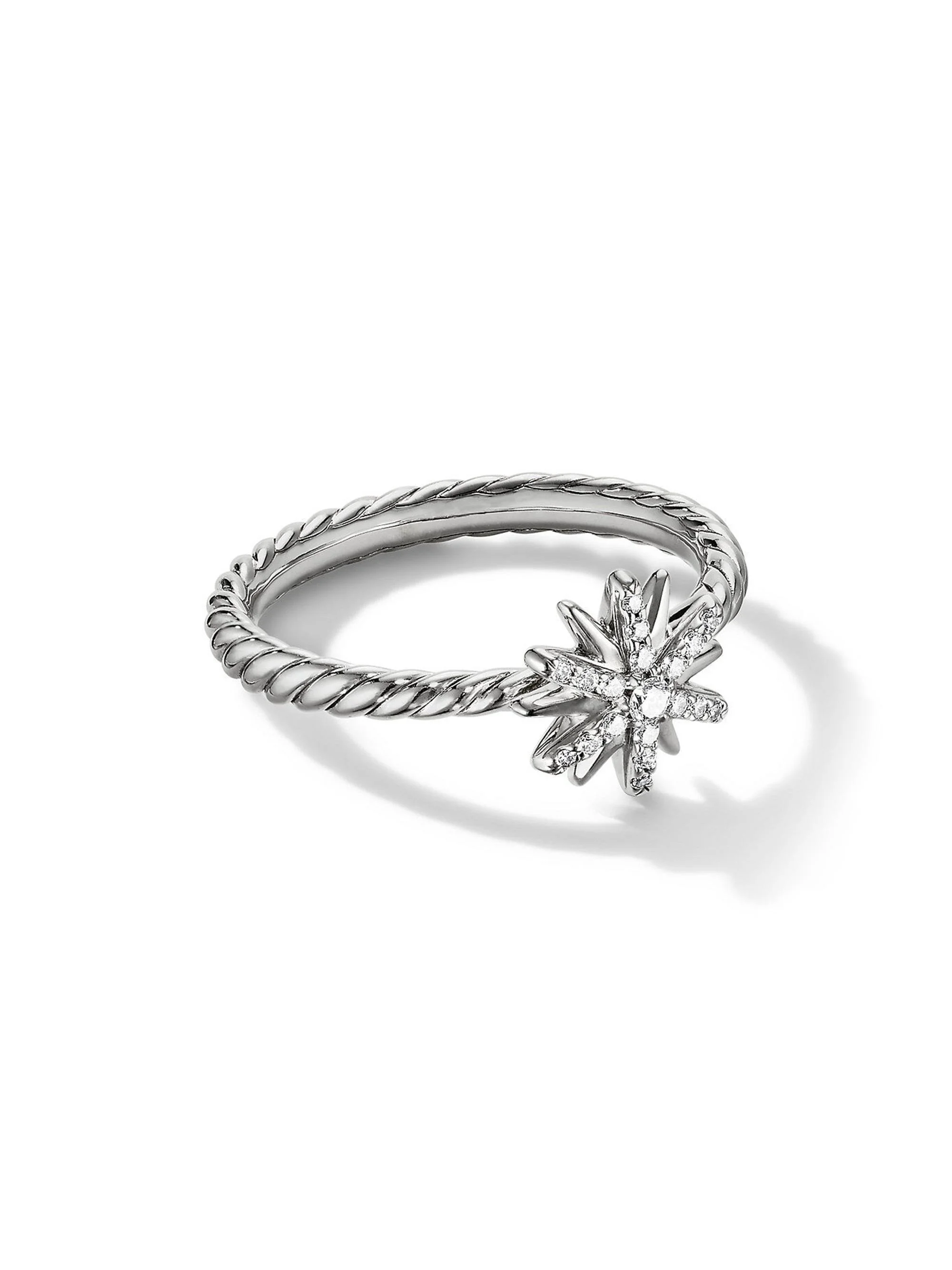 Women's Petite Starburst Ring with Pavé Diamonds - Sterling Silver - 1