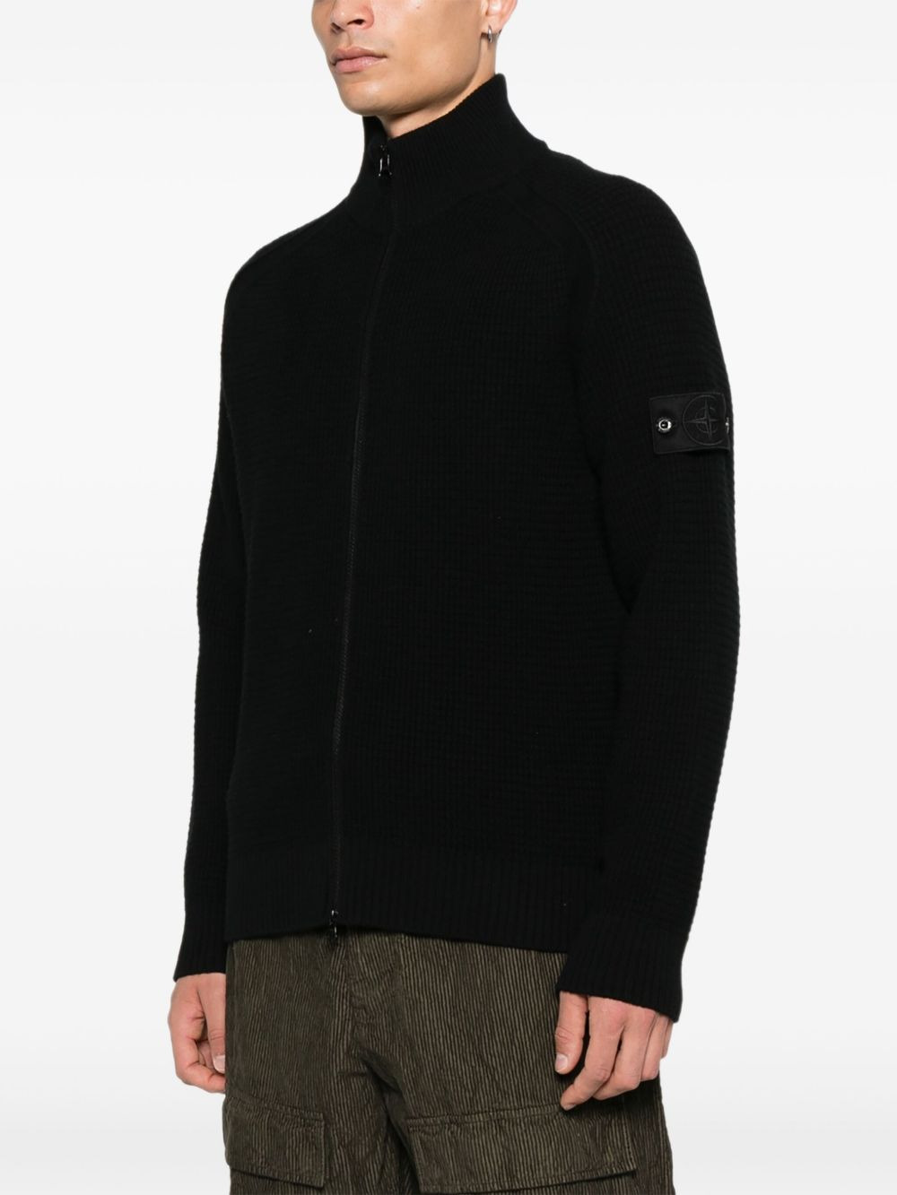 ribbed zip-up cardigan - 3