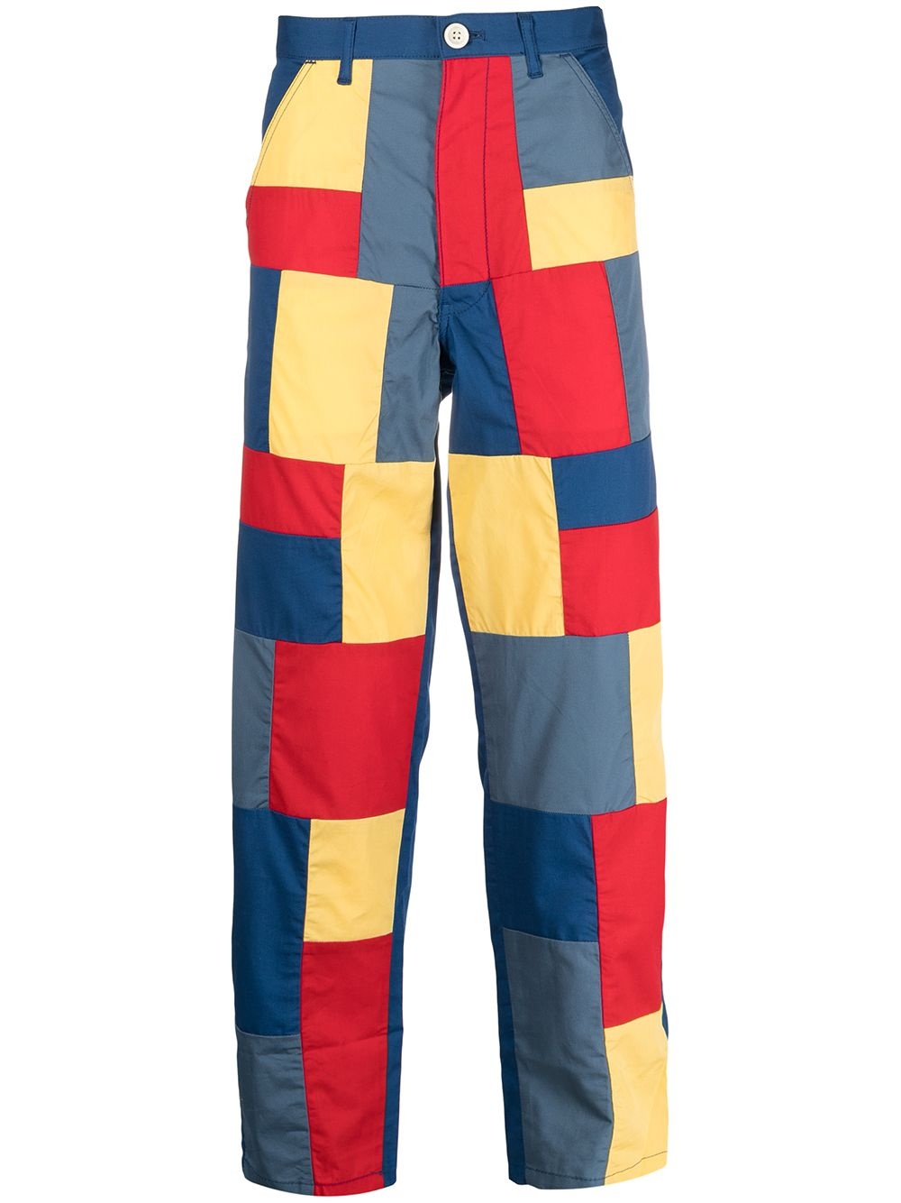 patchwork straight-leg trousers - 1