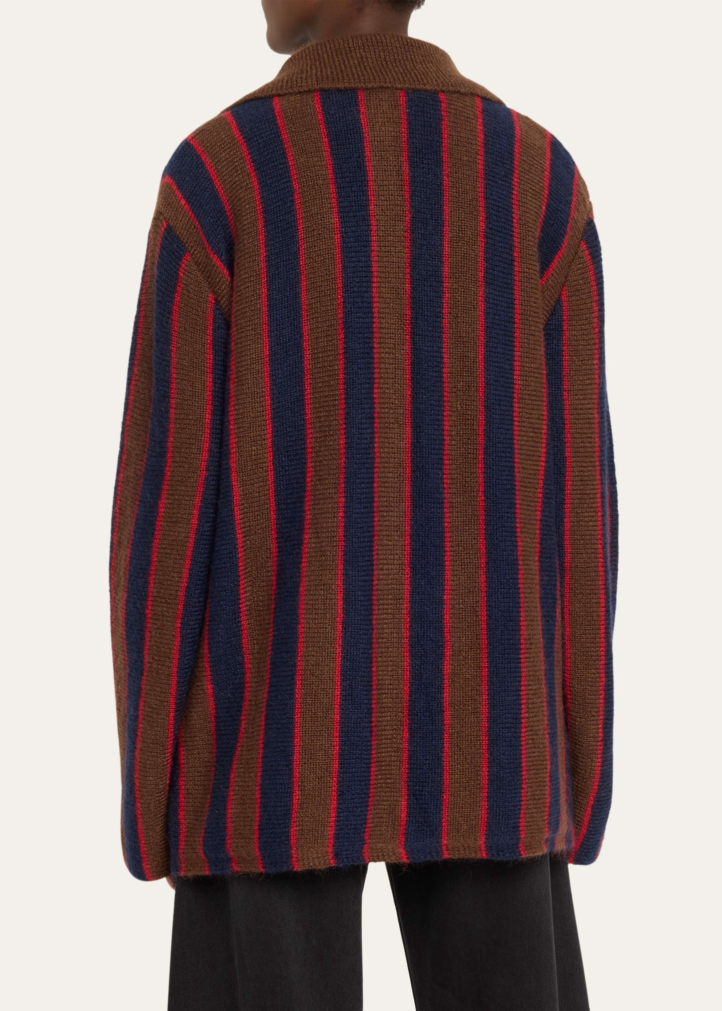 Mohair Stripe Collared Cardigan - 3