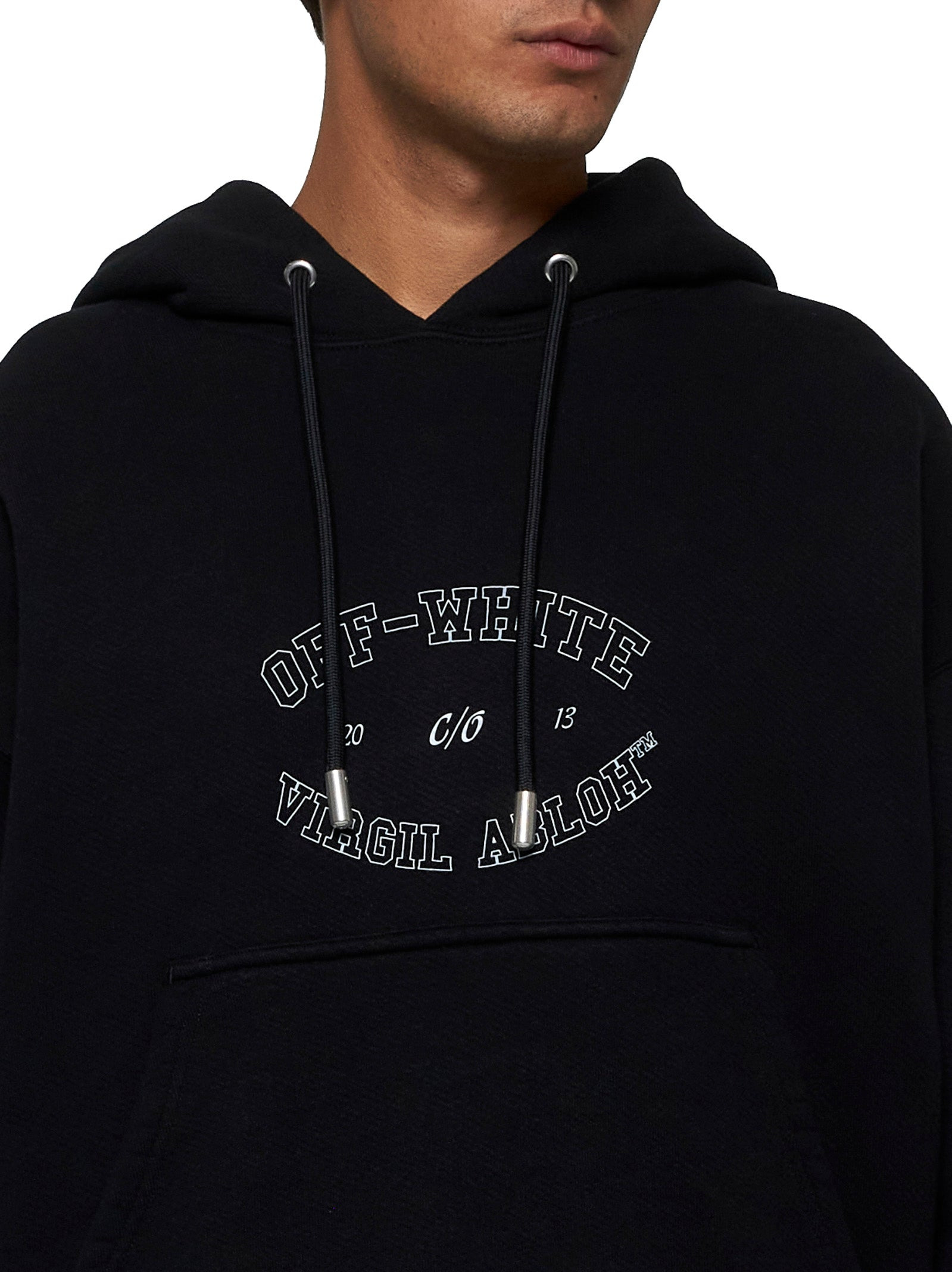 Off White Men Collage Cotton Hoodie - 5