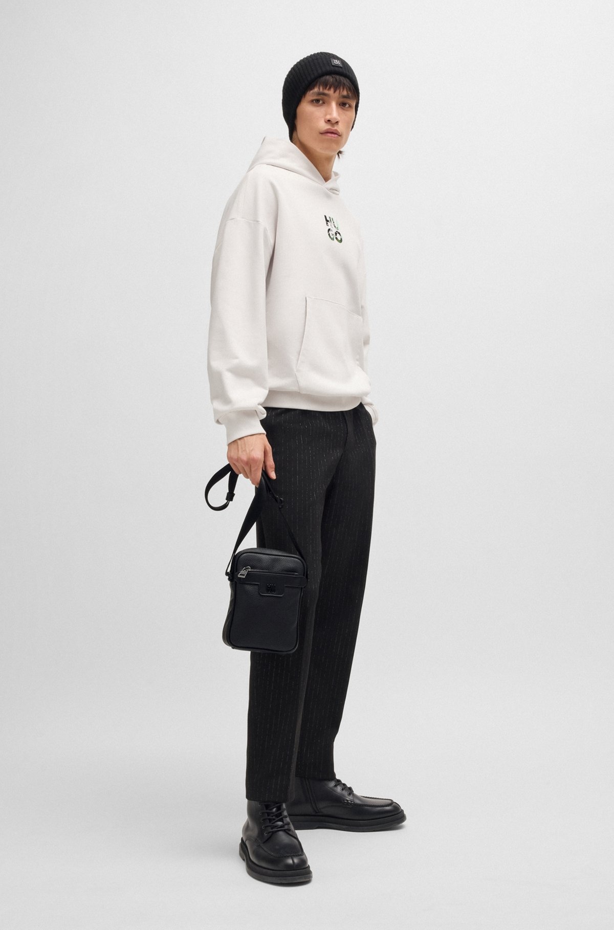 FAUX-LEATHER REPORTER BAG WITH STACKED LOGO - 3