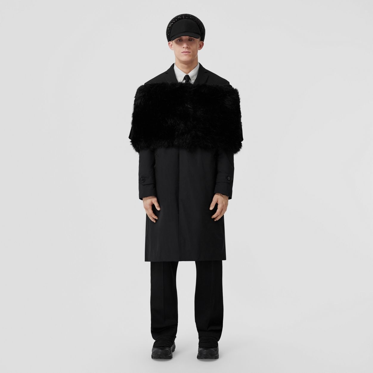 Faux Fur Trim Nylon Reconstructed Car Coat - 2