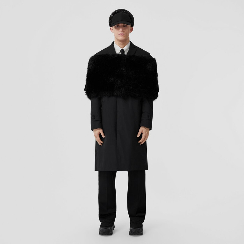 Faux Fur Trim Nylon Reconstructed Car Coat 2