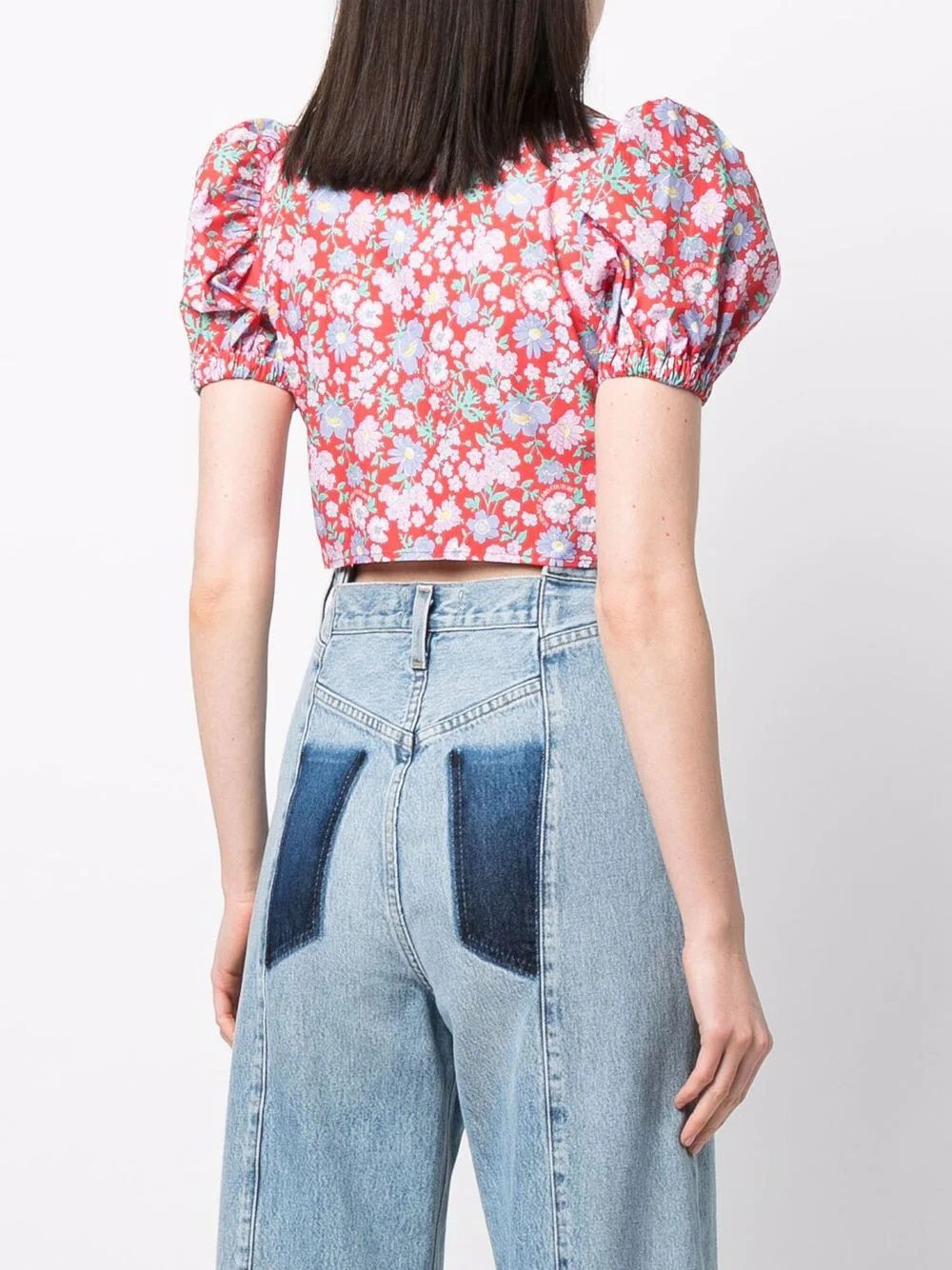 floral-print crop top - 4