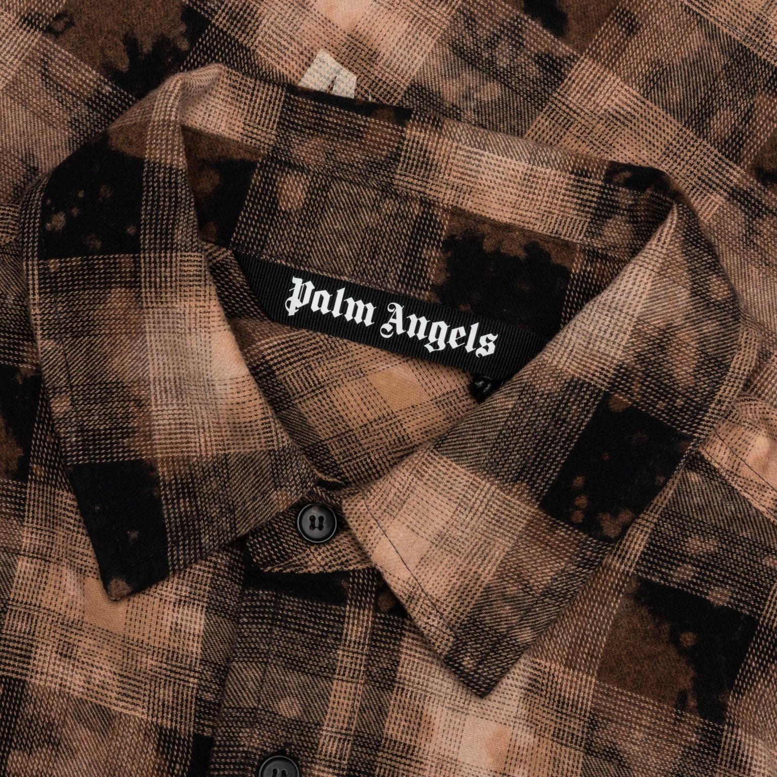 CURVED LOGO CHECK SHIRT L/S - BROWN/OFF-WHITE - 3