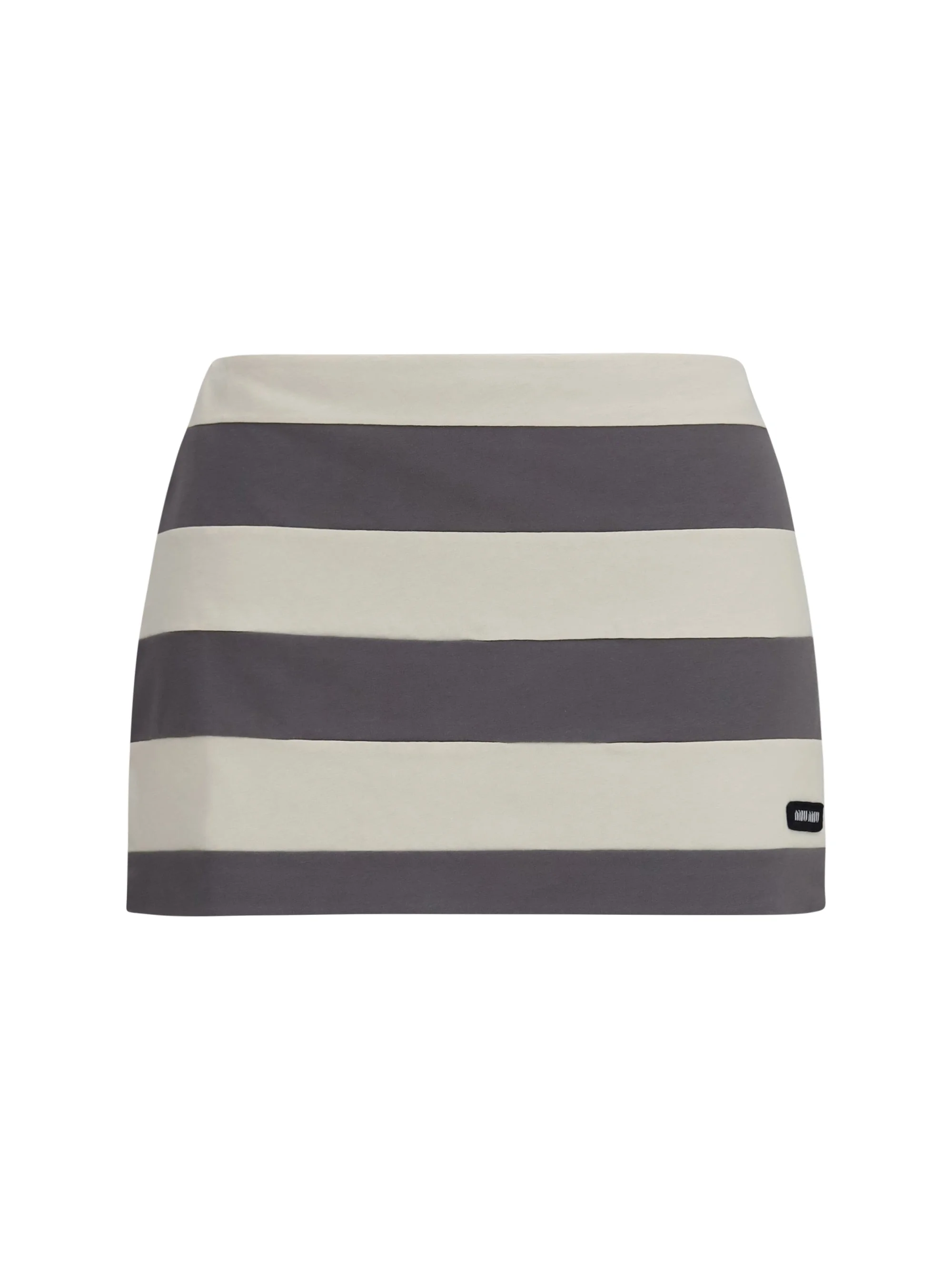 Miu Miu Striped Cotton Mini Skirt White/Grey - 1