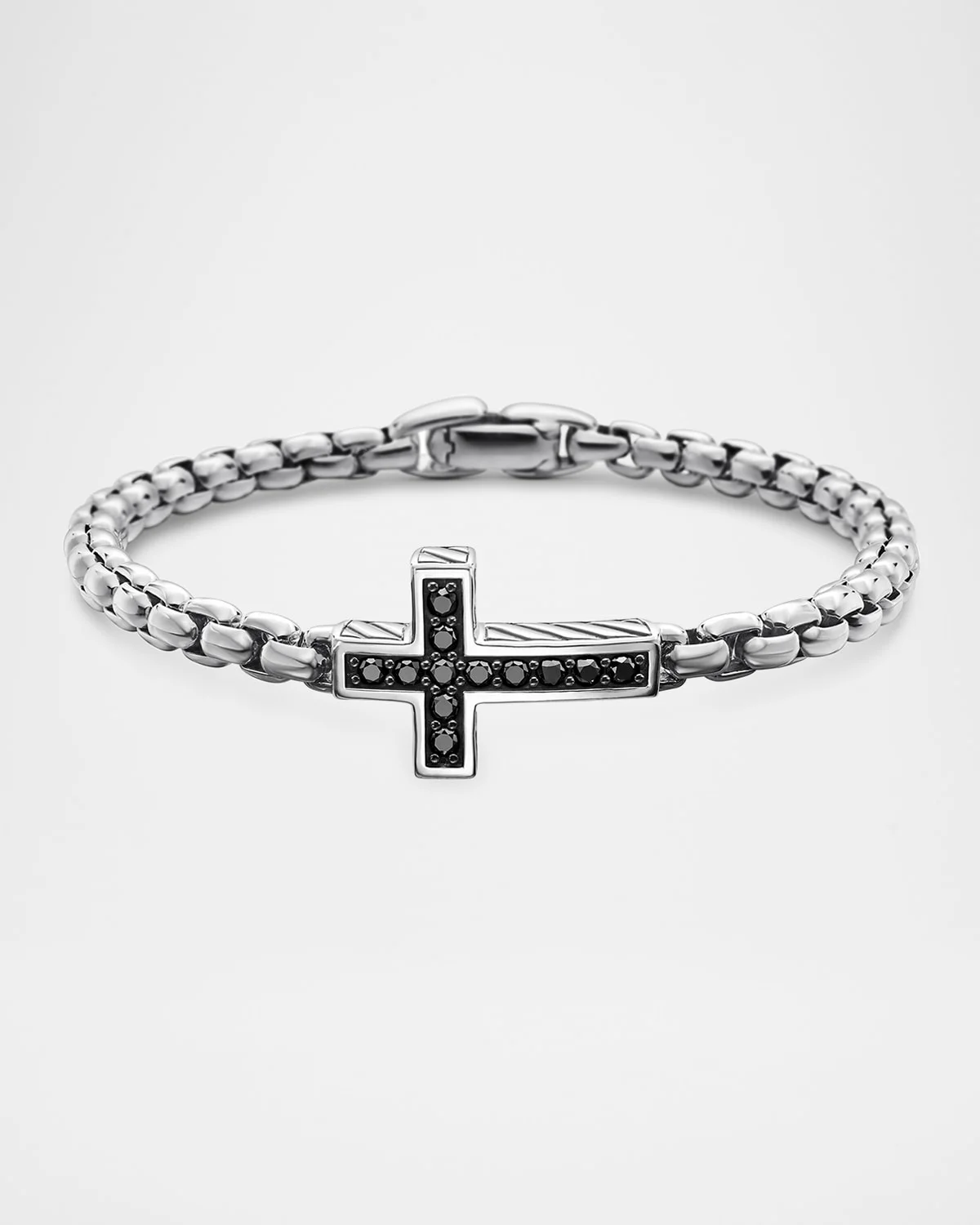 Men's Streamline Cross Bracelet in Silver, 5mm - 1