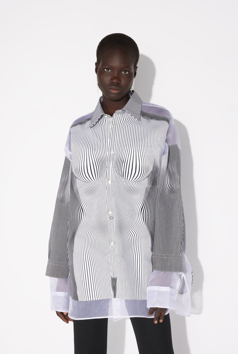 Jean Paul Gaultier THE PETIT GRAND PINSTRIPE BODY MORPHING SHIRT outlook