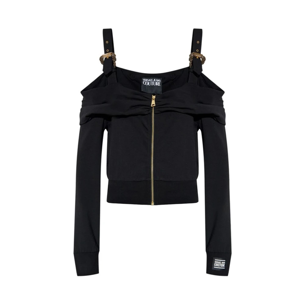 BLACK LOGO BUCKLE SWEATSHIRT WITH ZIP - 1