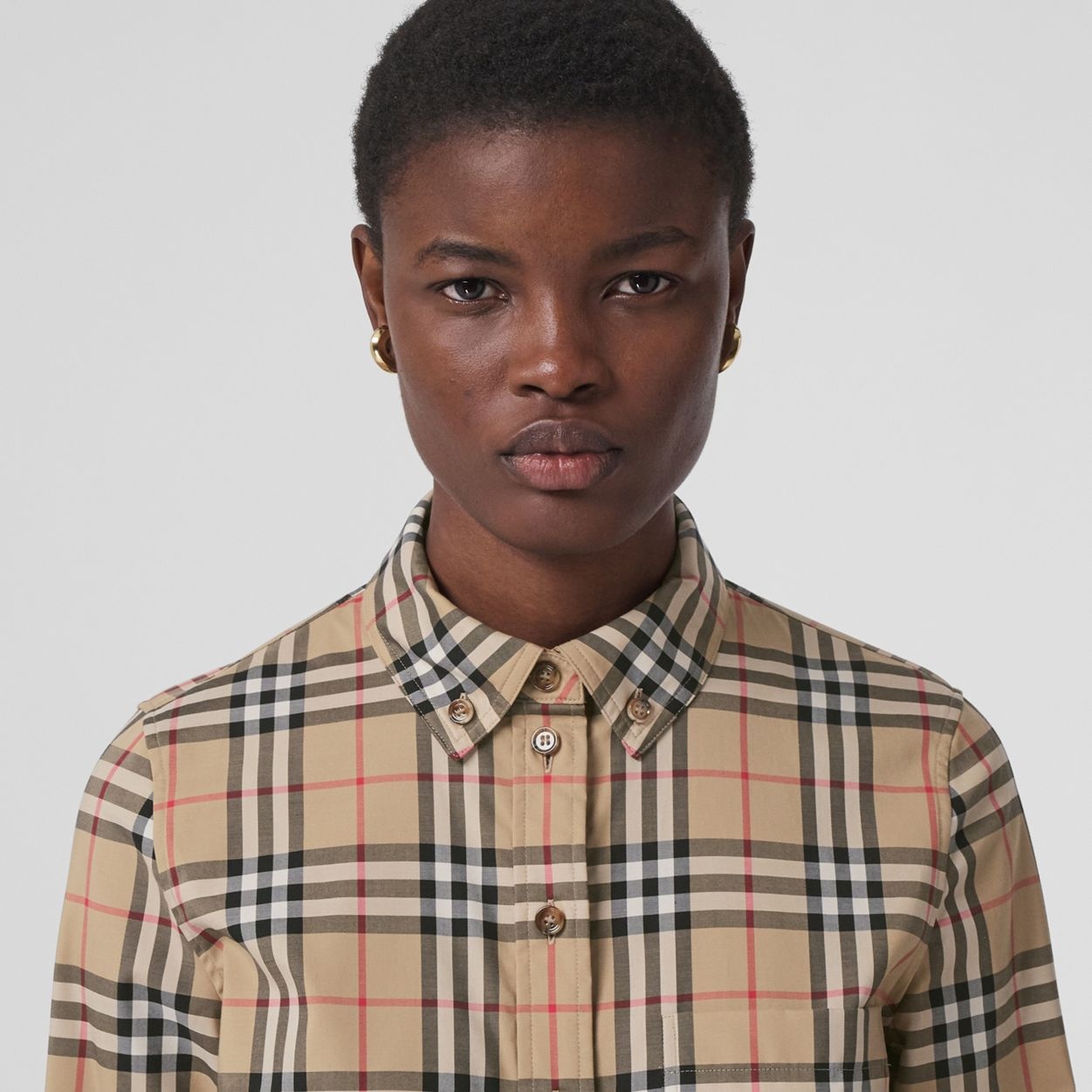 Button-down Collar Vintage Check Cotton Shirt - 3