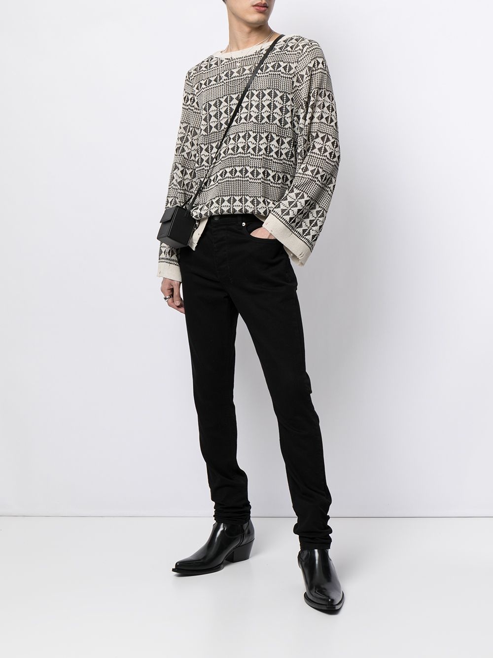 geometric-pattern knitted jumper - 2