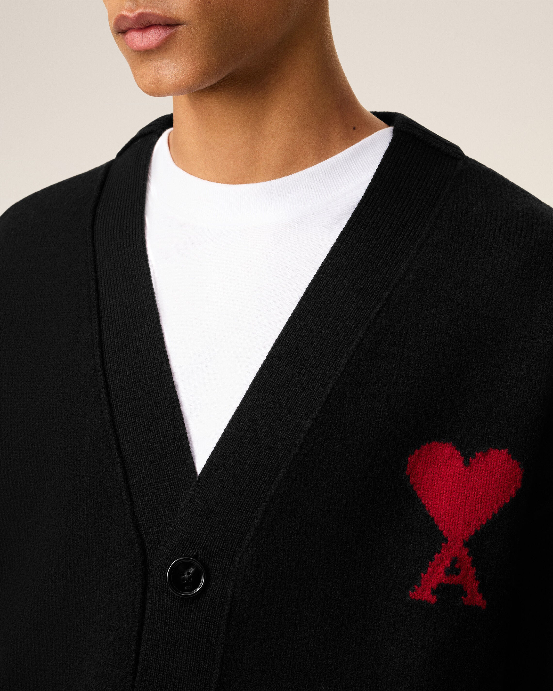 BLACK WOOL AMI DE COEUR CARDIGAN - 4