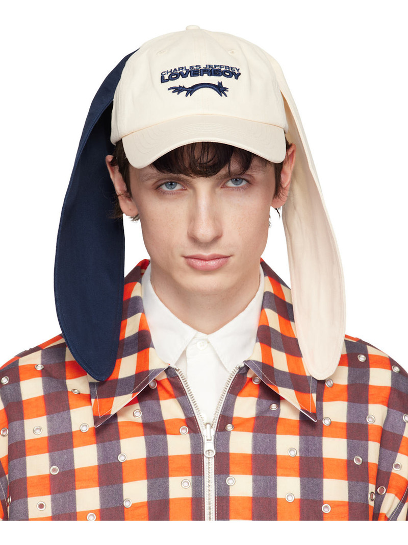 Off-White & Navy Colour Block Bunny Cap 1