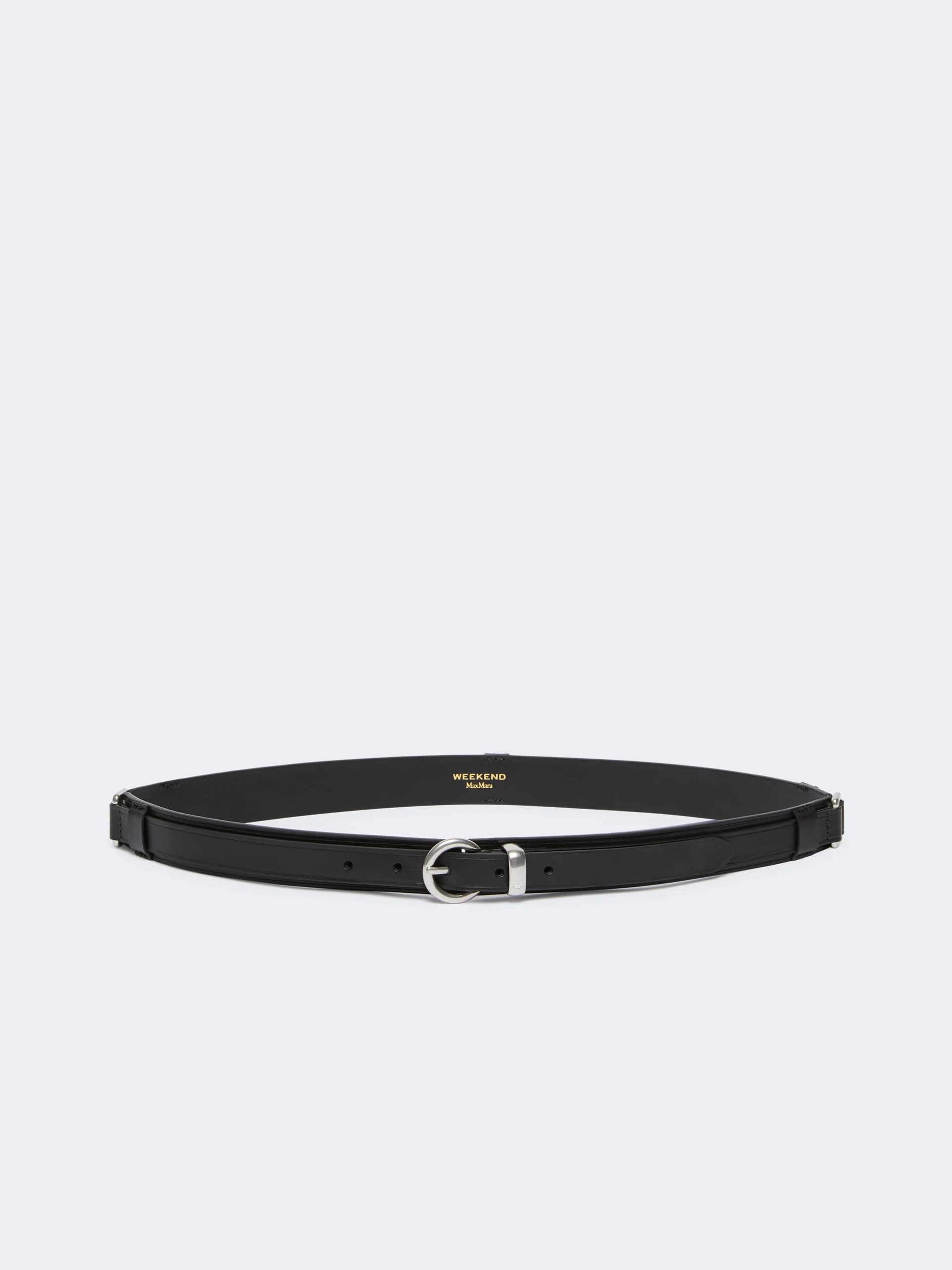 KAKI Leather belt with rectangular rings - BLACK - 1