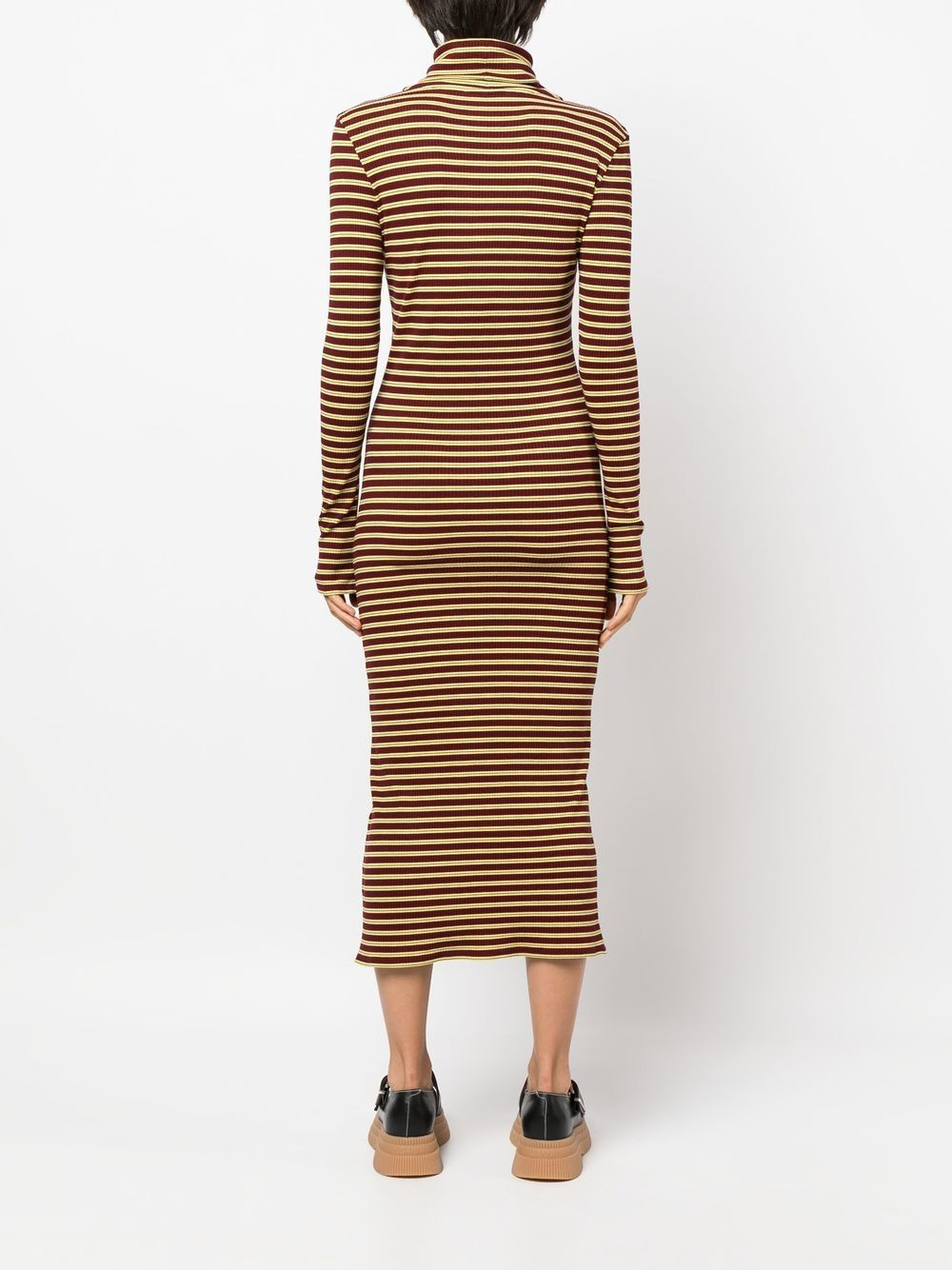 striped roll neck knitted dress - 4