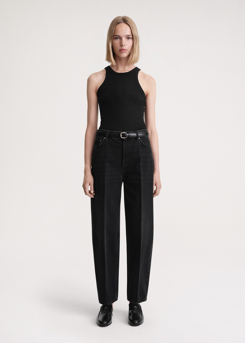 Totême Wide tapered leg denim faded black outlook