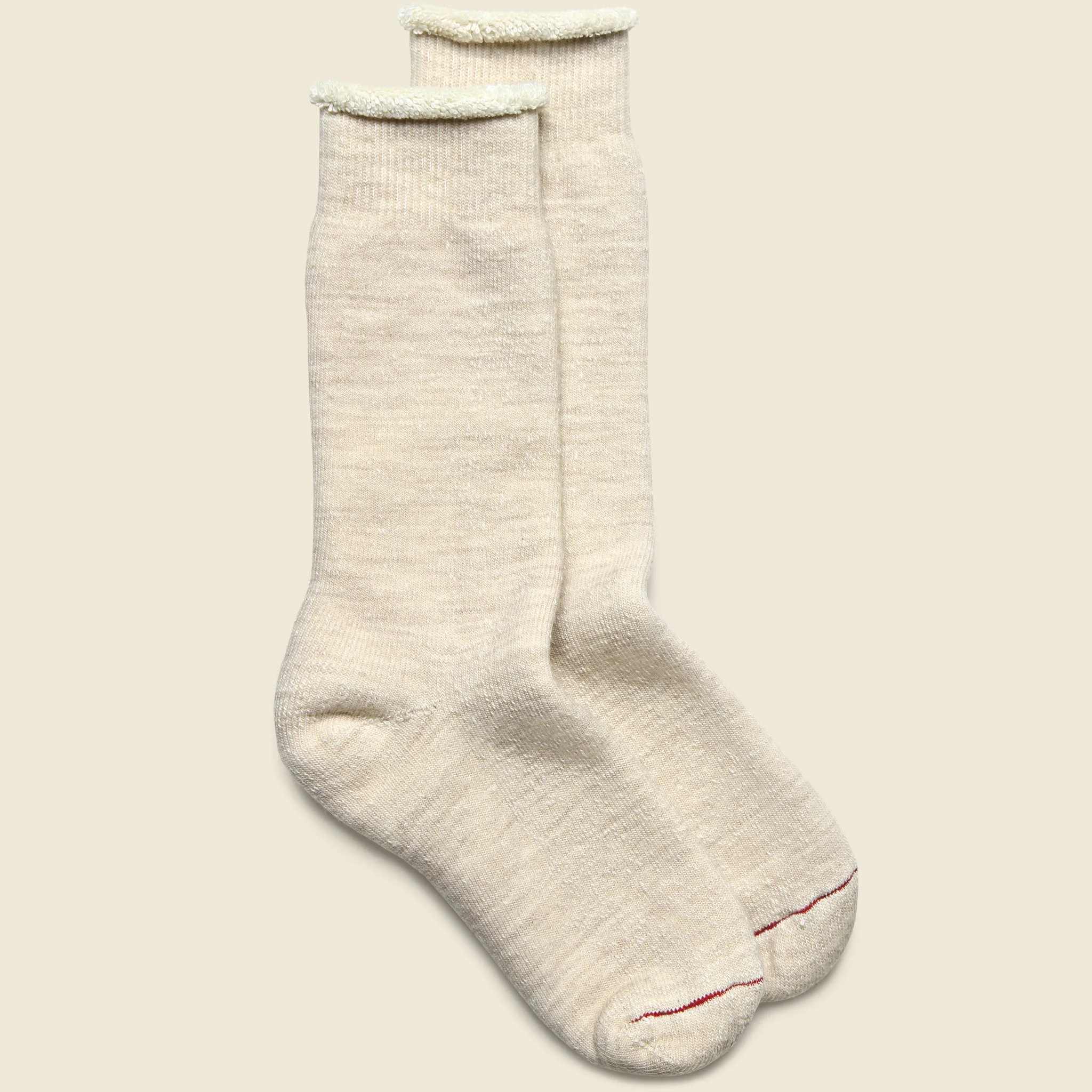 Merino Wool Double Face Crew Sock - Oatmeal - 1