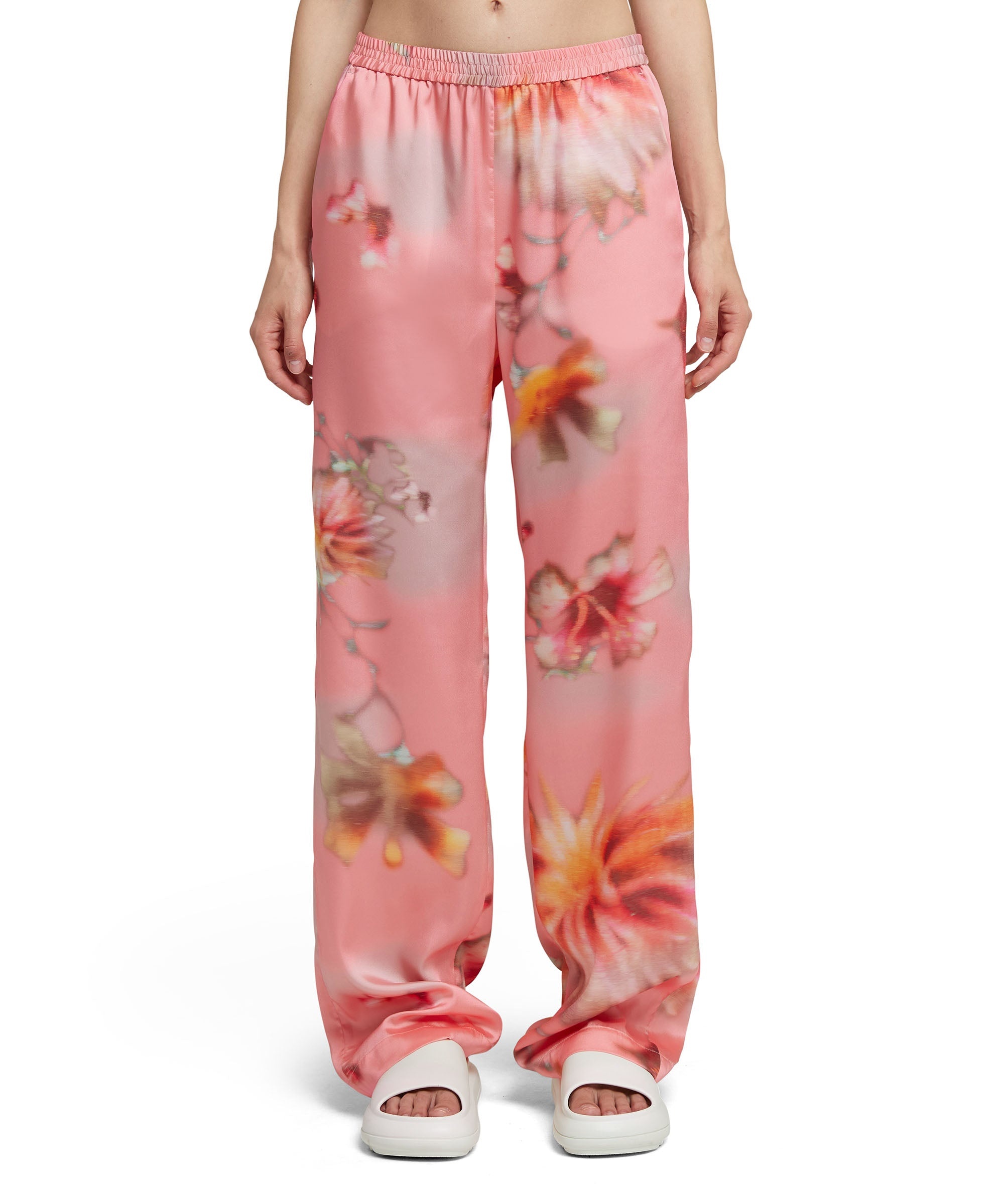 Fluid fabric pants with elastic waistband and  "desert flowers" print - 2