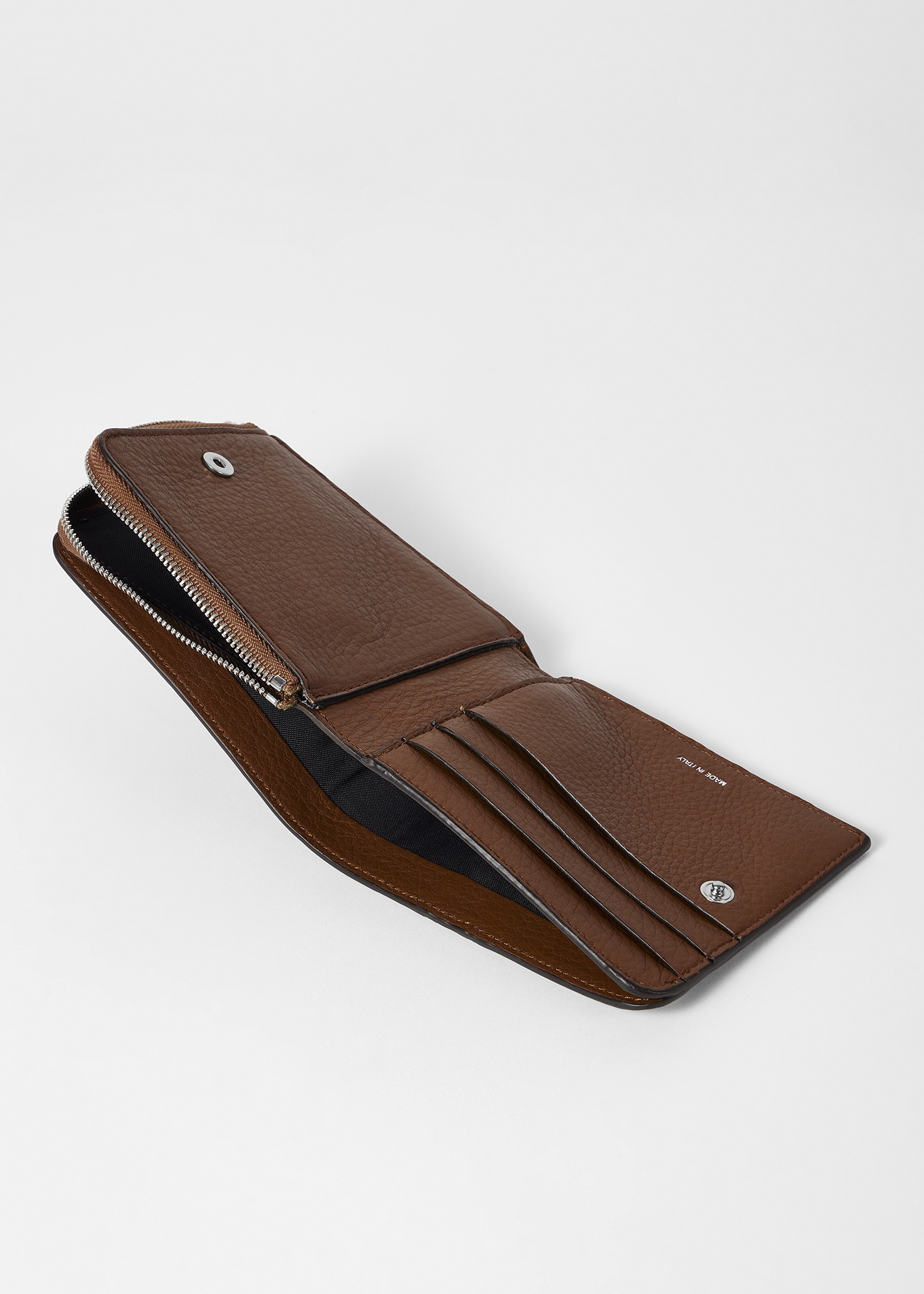 Tan Leather 'Signature Stripe' Piping Zip Billfold Wallet - 4