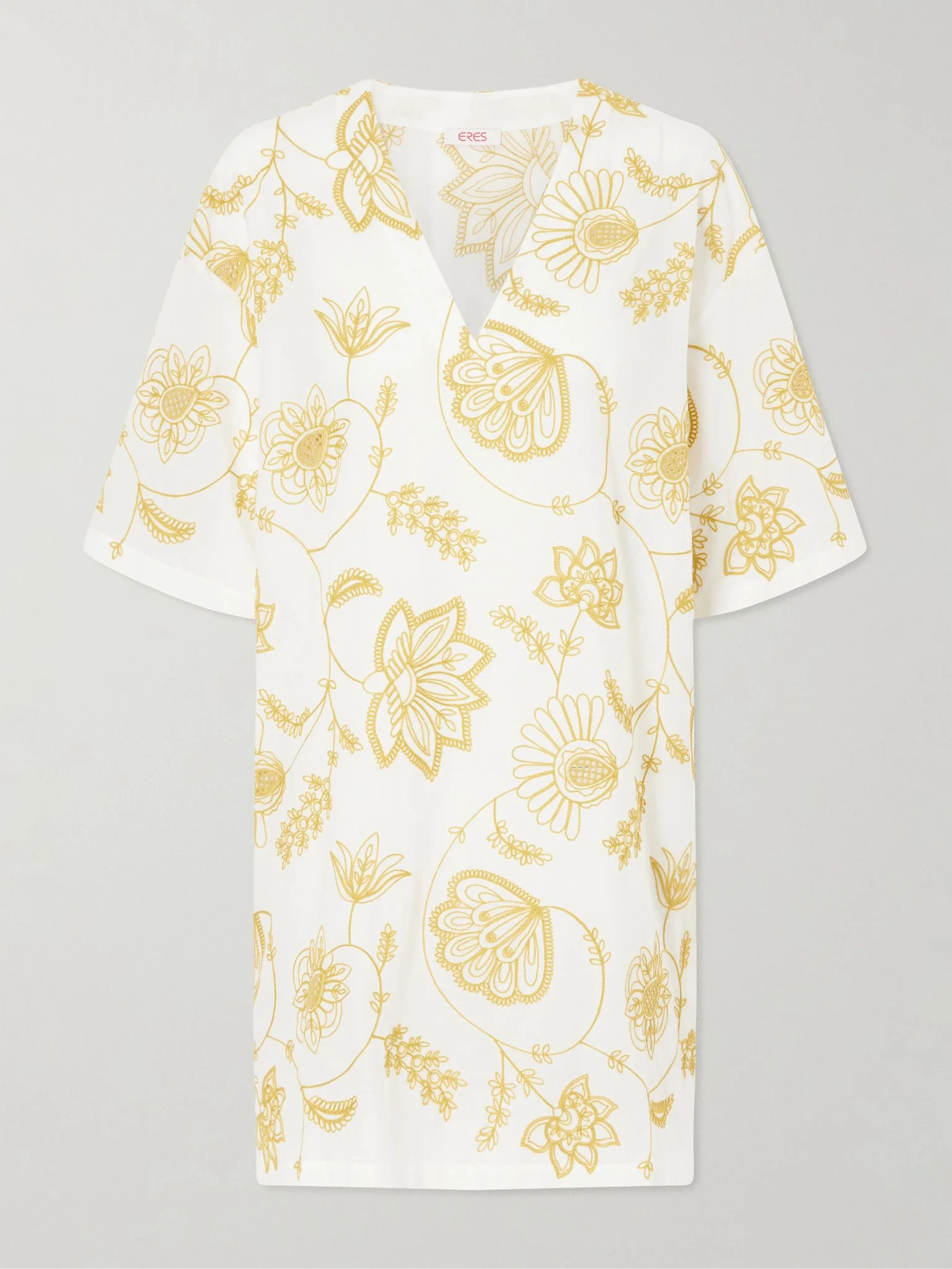 Levia embroidered cotton-blend mini dress Yellow - 1