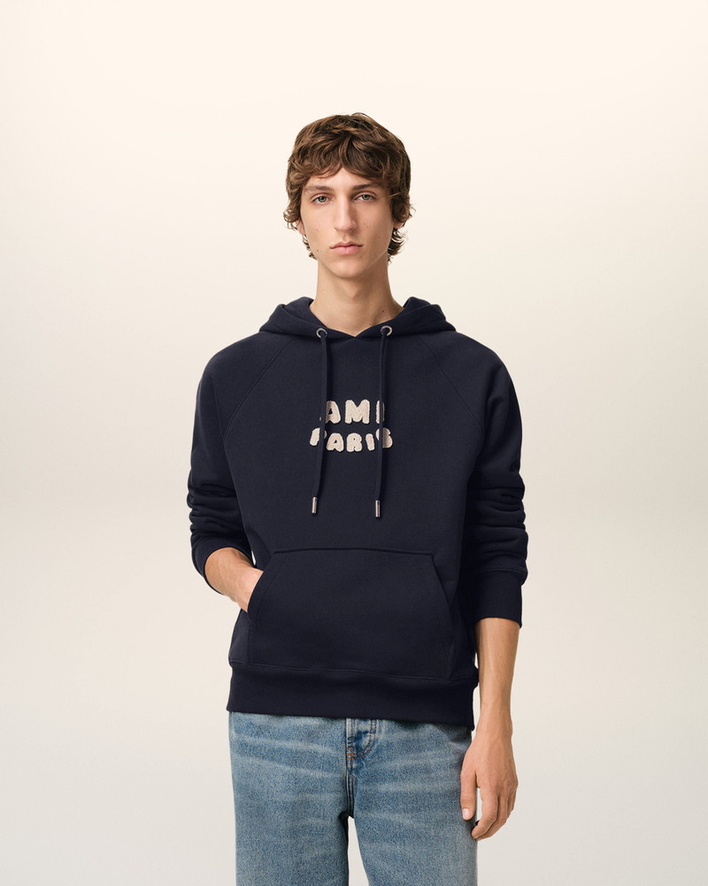 AMI Paris NAVY COTTON HOODIE WITH AMI PARIS PATCH outlook