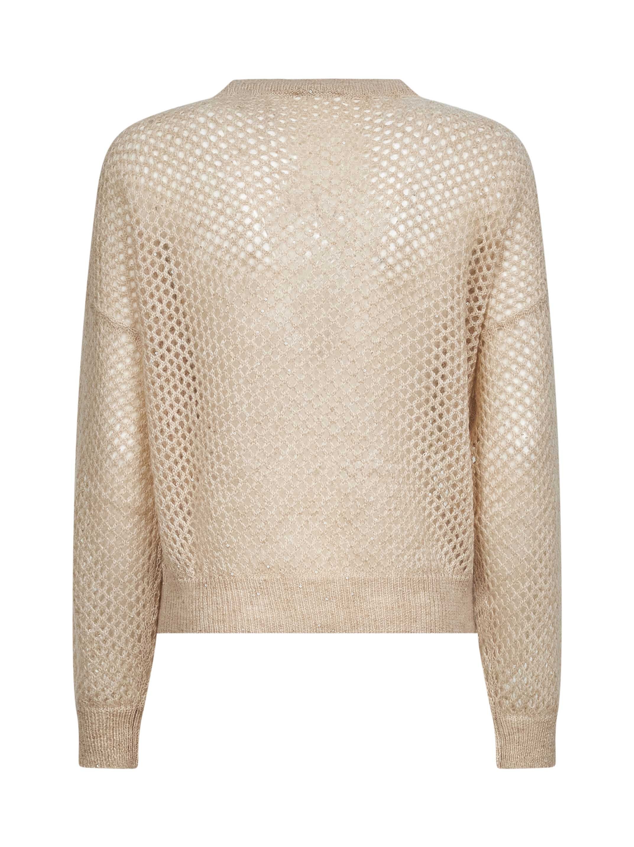 Beige Dazzling Mesh crewneck sweater - 2