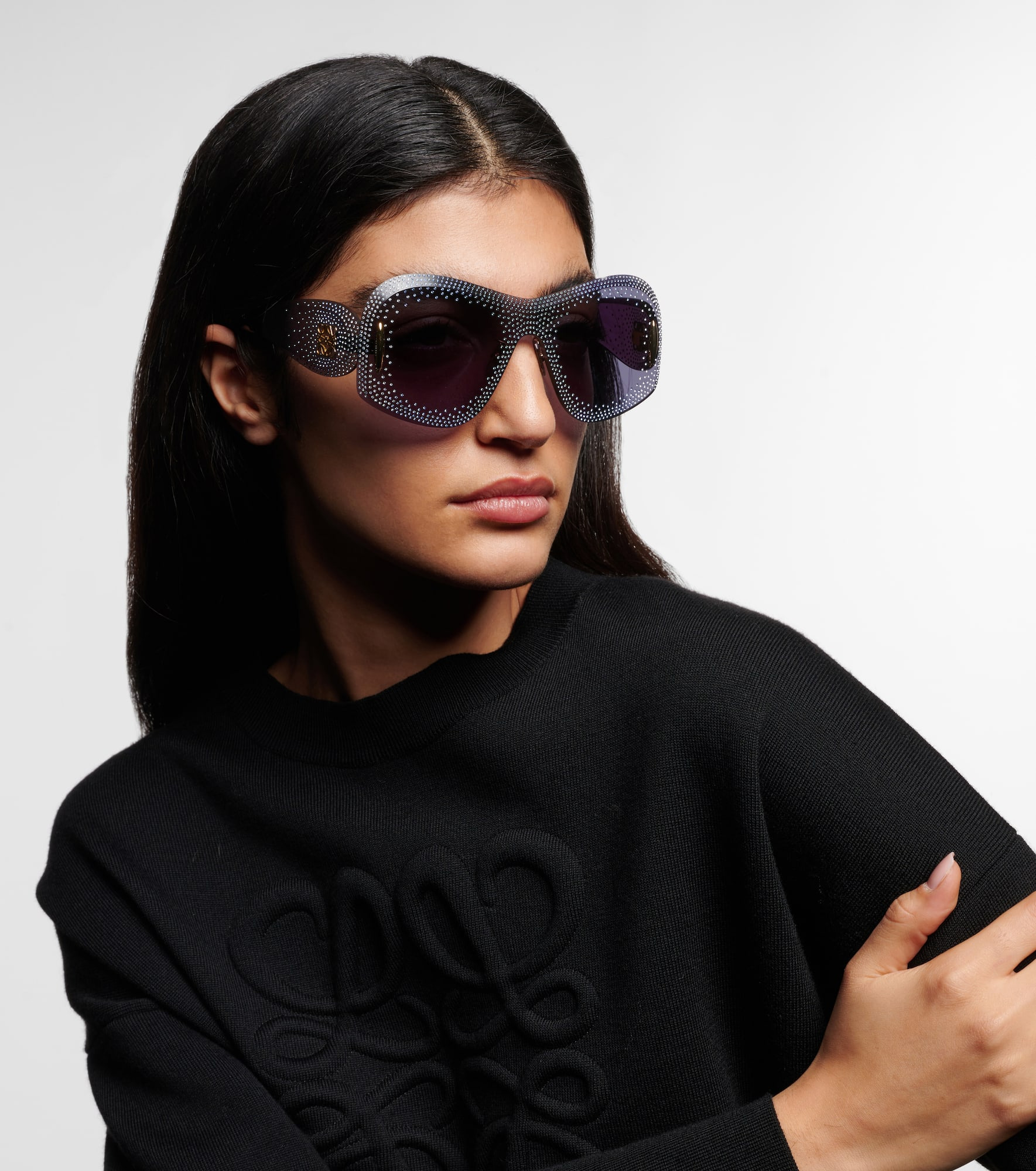 Anagram embellished mask sunglasses - 6