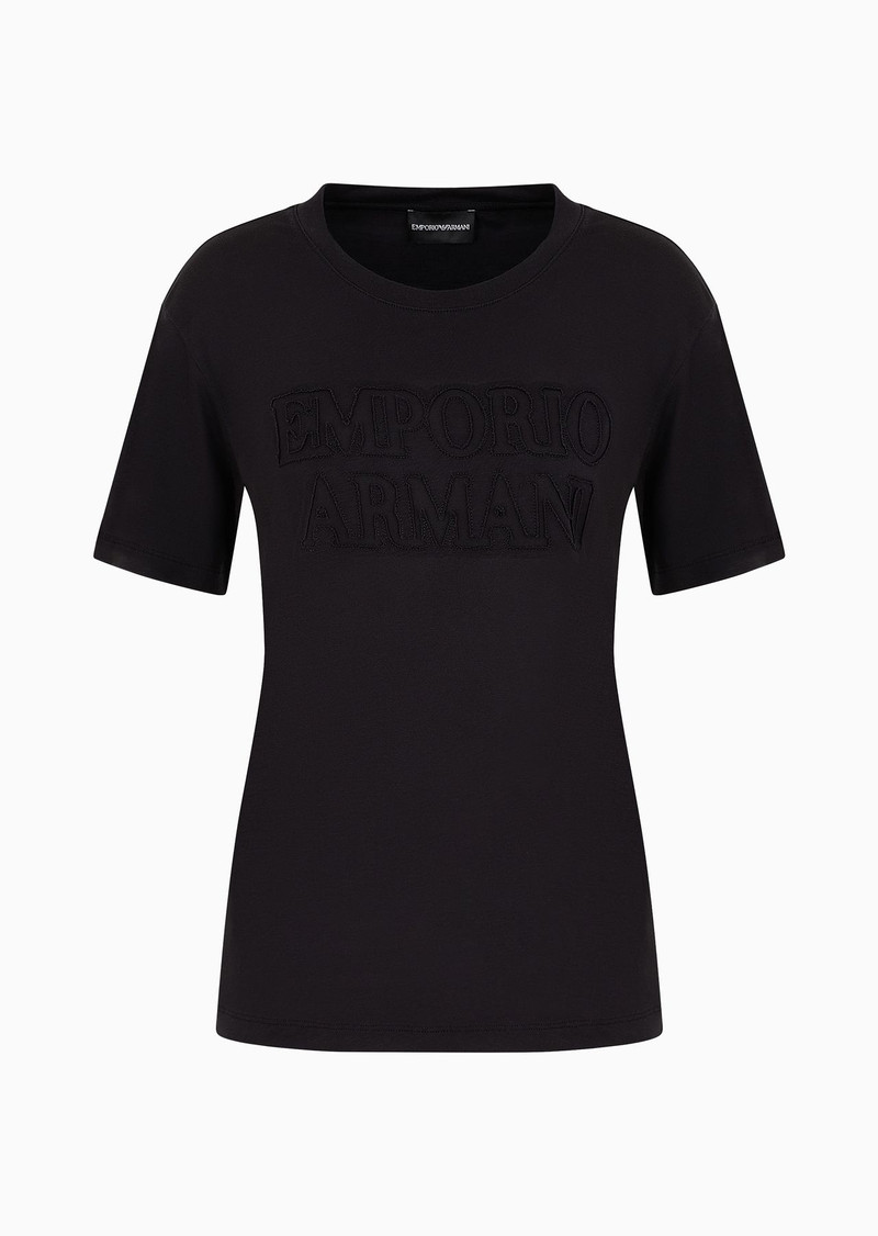 ASV washed Lyocell T-shirt with devoré-effect logo 1