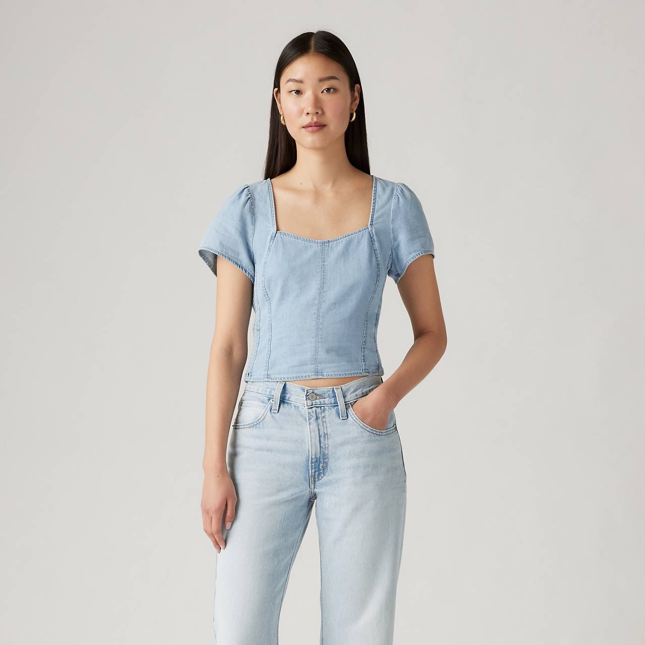 OPHELIA SHORT SLEEVE DENIM CORSET - 2