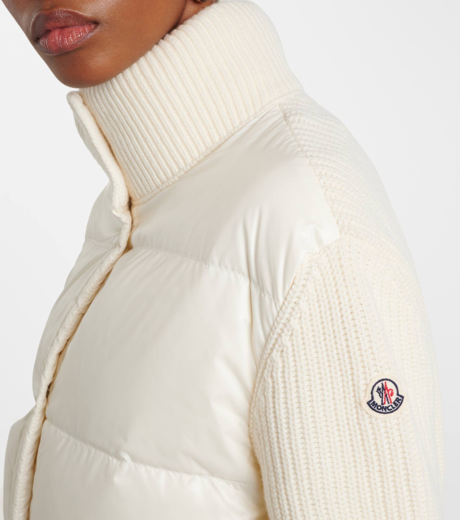 Down-paneled virgin wool cardigan - 4